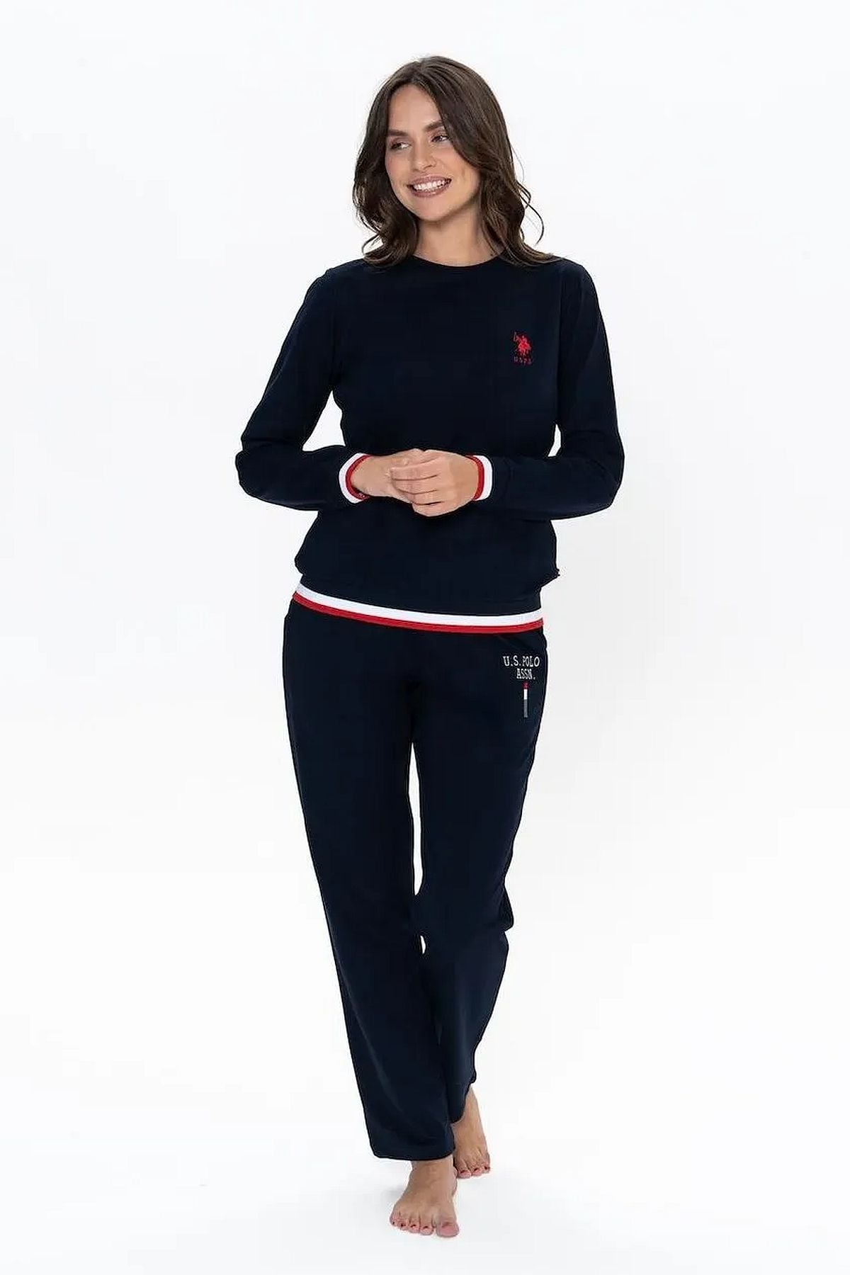 U.s Polo Assn. 20110 Kadın Uzun Kollu Bisiklet Yaka Rahat Ev giyim-Lacivert