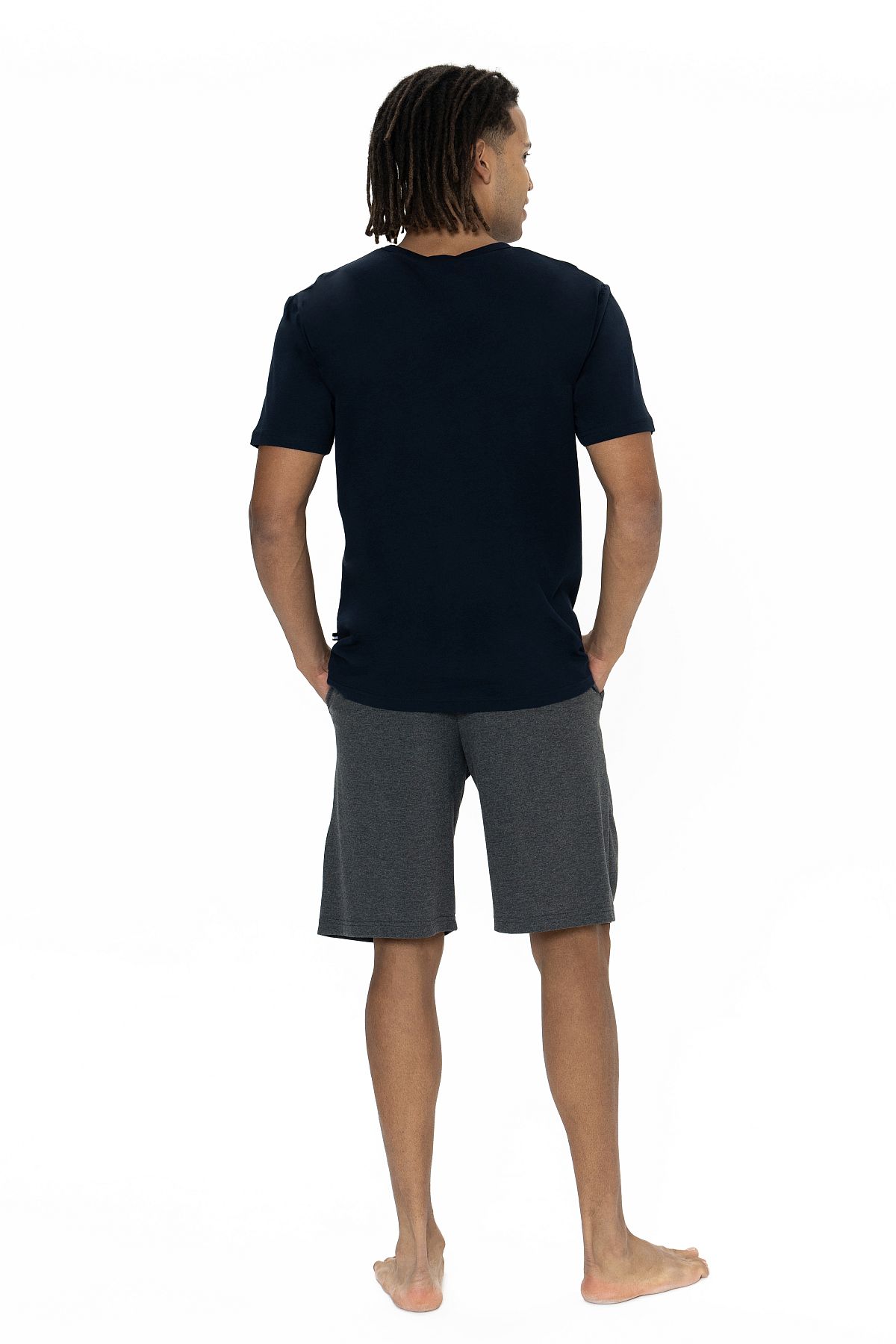 U.s Polo Assn. 18884 Erkek Kısa Kollu Bisiklet Yaka Şortlu Pijama Takımı-Lacivert