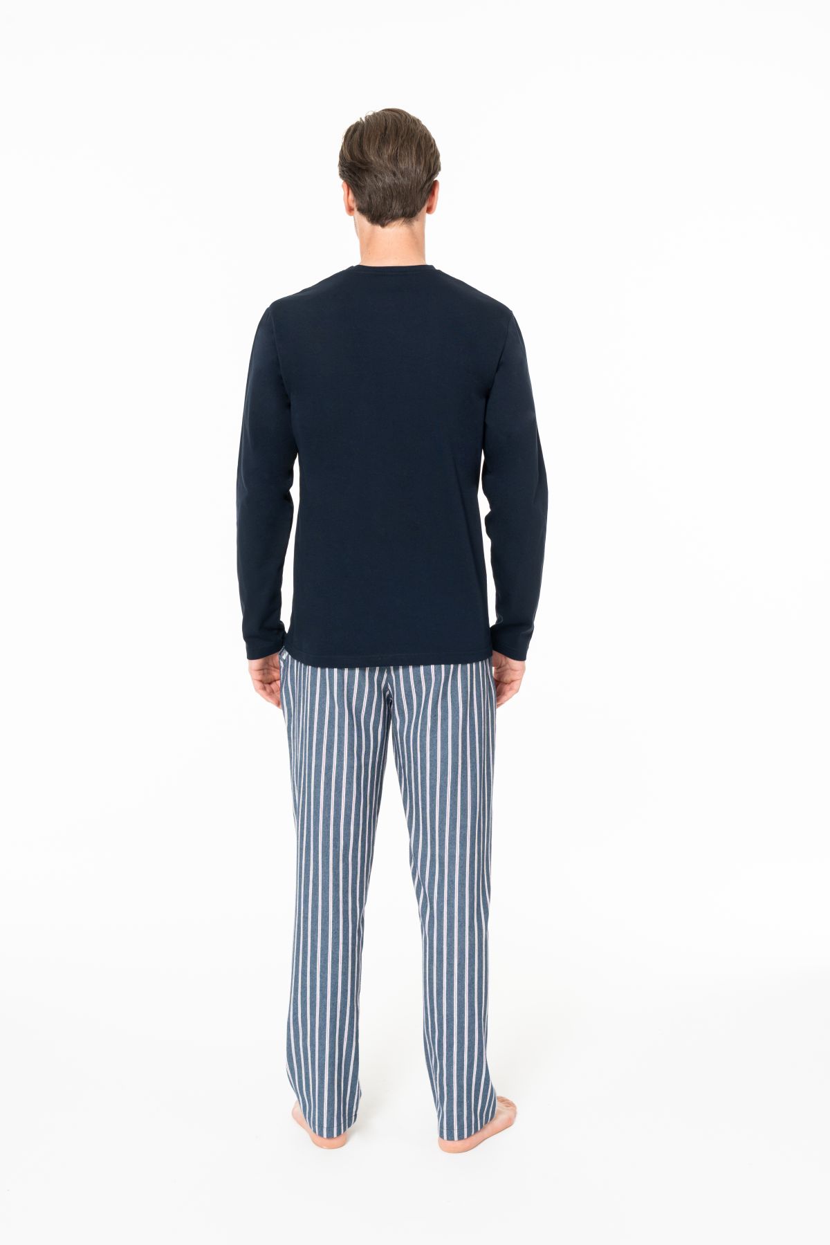 U.s Polo Assn. 18977 Erkek Uzun Kollu Bisiklet Yaka Pijama Takımı-Lacivert