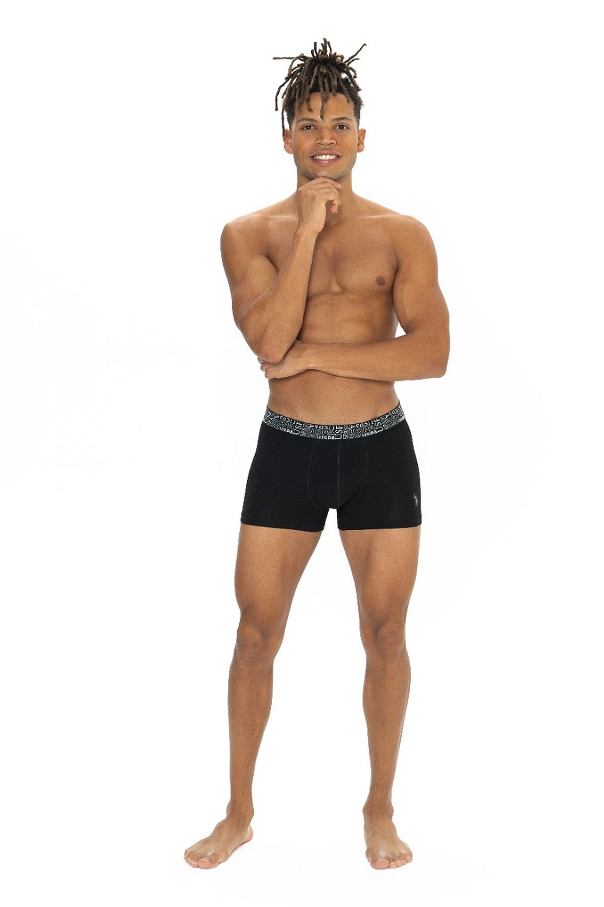 U.s Polo Assn. 80543 Erkek Pamuklu 3lü Boxer-Siyah&Lacivert&Grimelanj