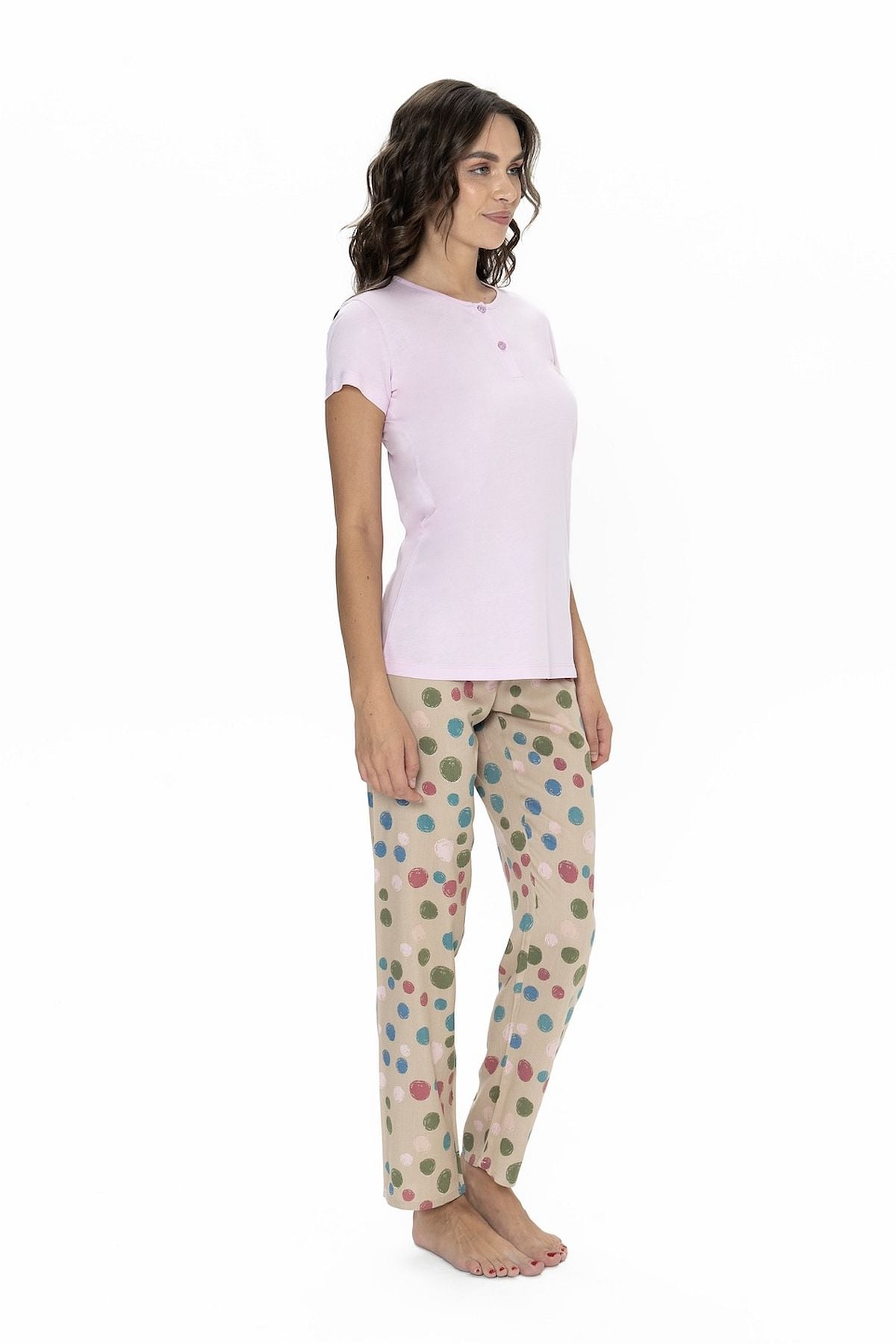 U.s Polo Assn. 20094 Kadın Kısa Kollu Yakası Yarım Düğmeli Pijama Takımı-Lila
