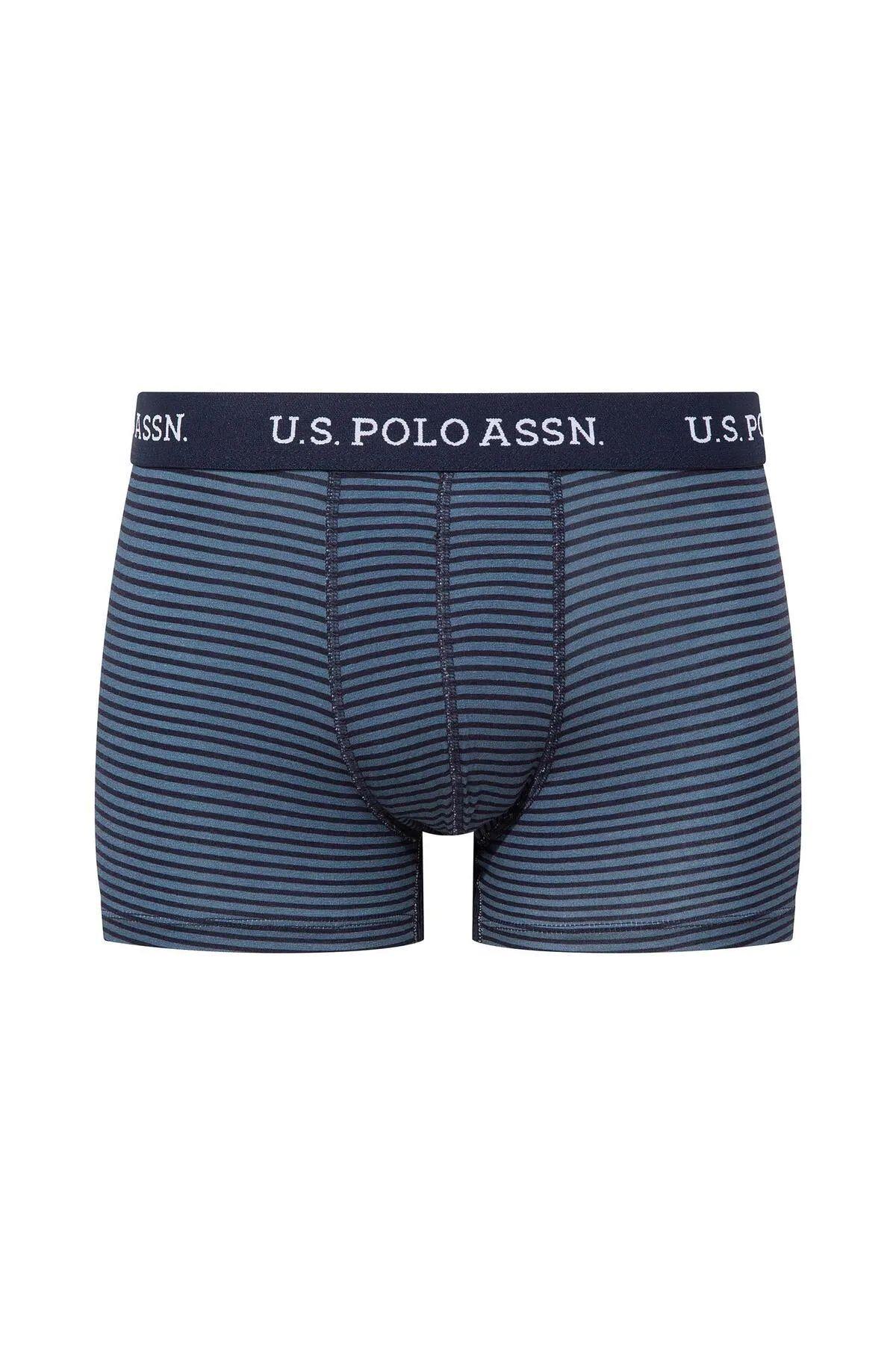 U.s Polo Assn. 80515 Erkek Pamuklu 3lü Boxer-İndigo&Lacivert&Baskılı