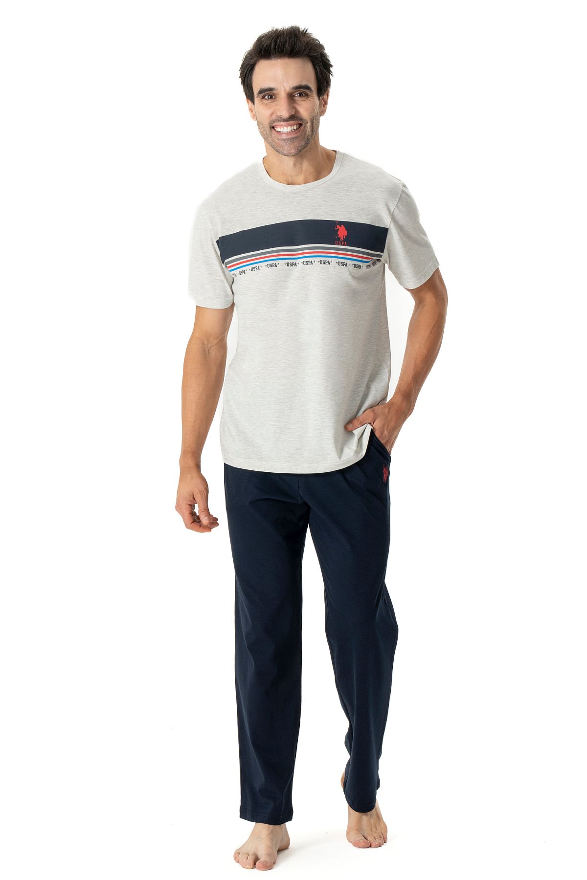 U.s Polo Assn. 18798 Erkek Kısa Kollu Pijama Takımı-Karmelanj