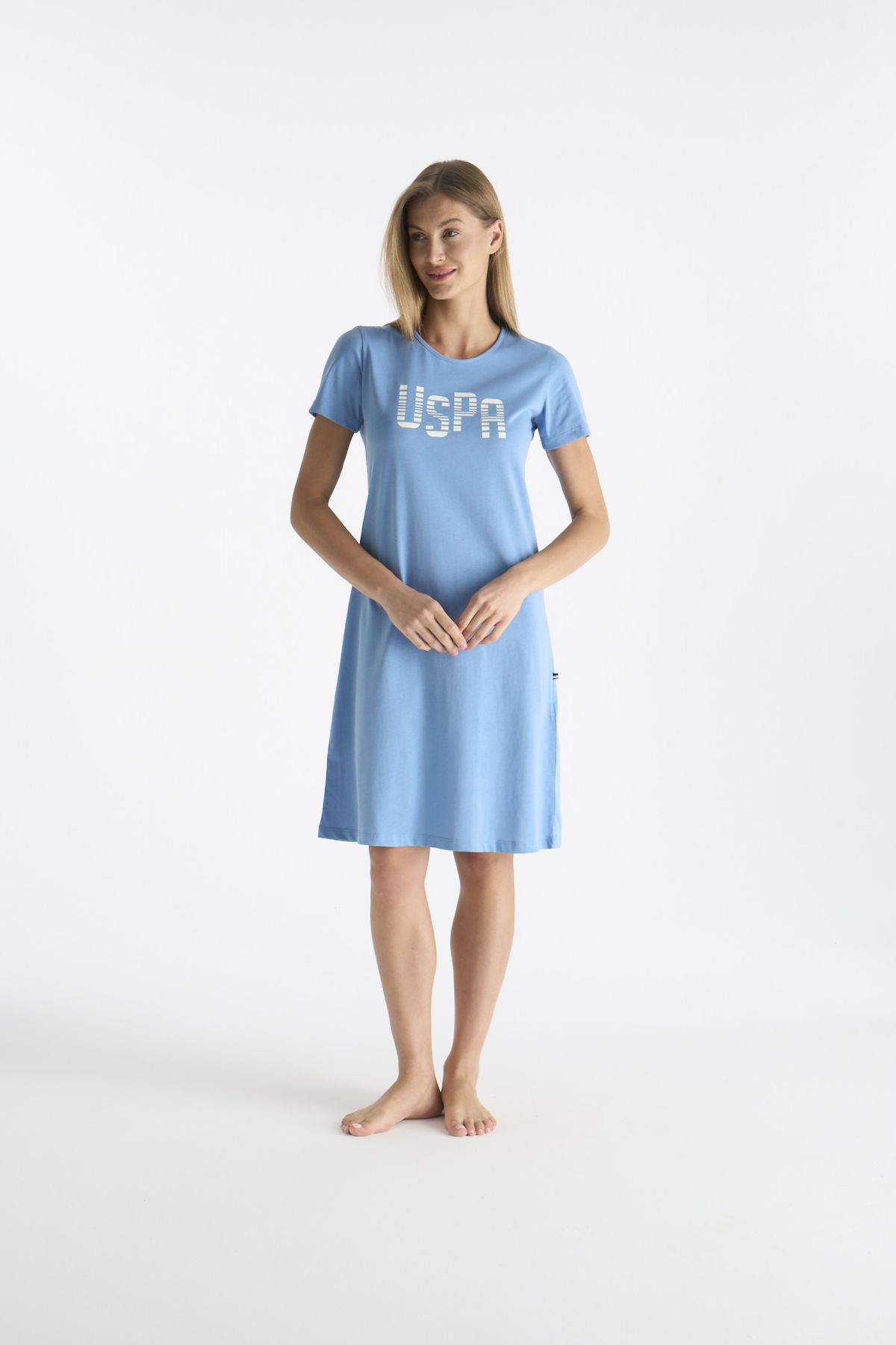 U.s Polo Assn. 20206 Kadın Kısa Kollu Gecelik-Mavi