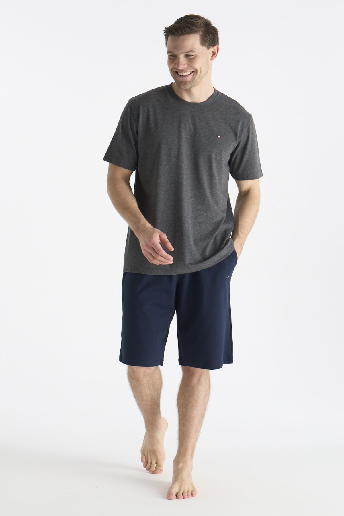 U.s Polo Assn. 19011 Erkek Kısa Kollu Şortlu Pijama Takımı-Gri