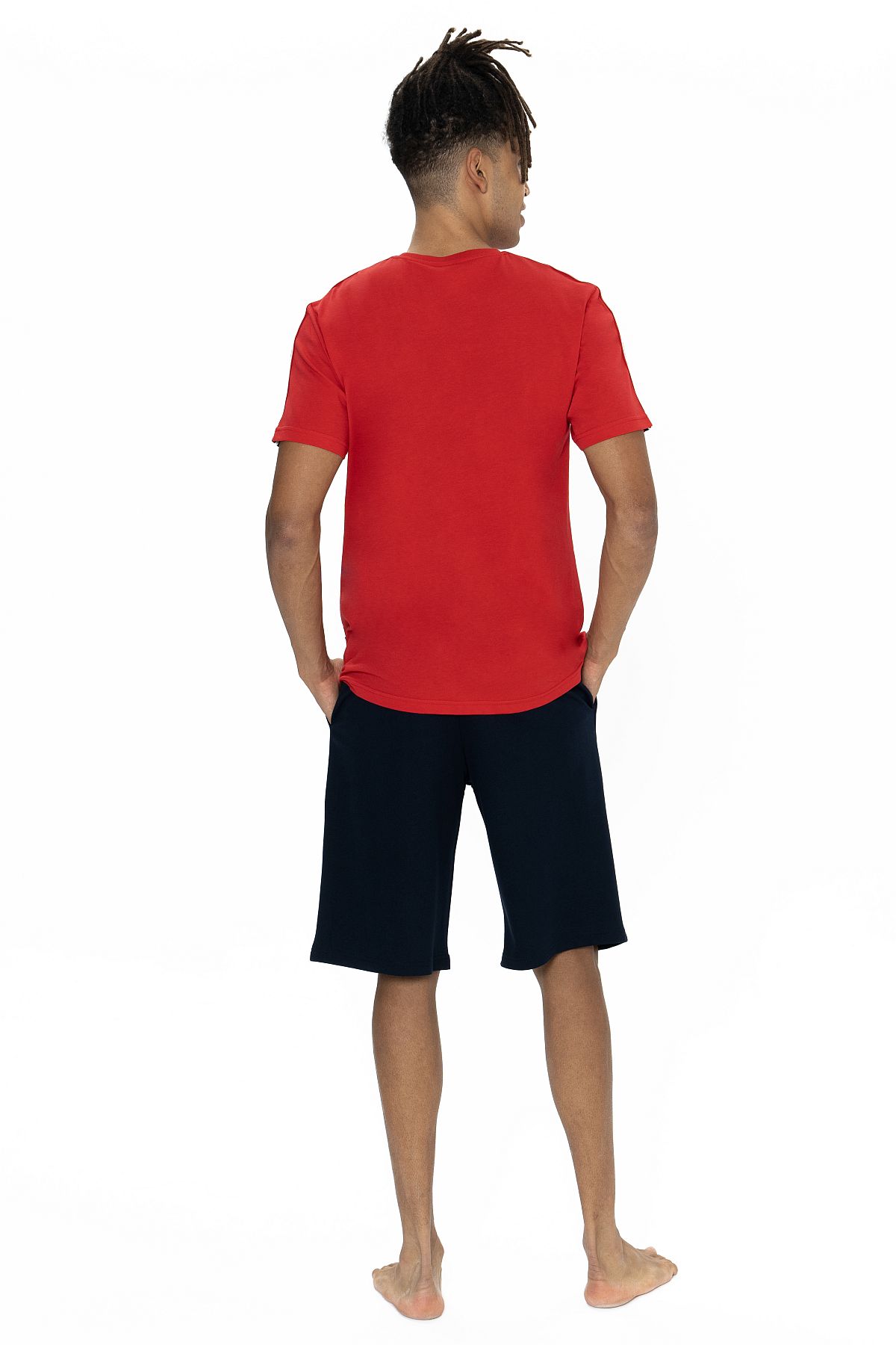 U.s Polo Assn. 18868 Erkek Kısa Kollu Bisiklet Yaka Şortlu Pijama Takımı-Kırmızı