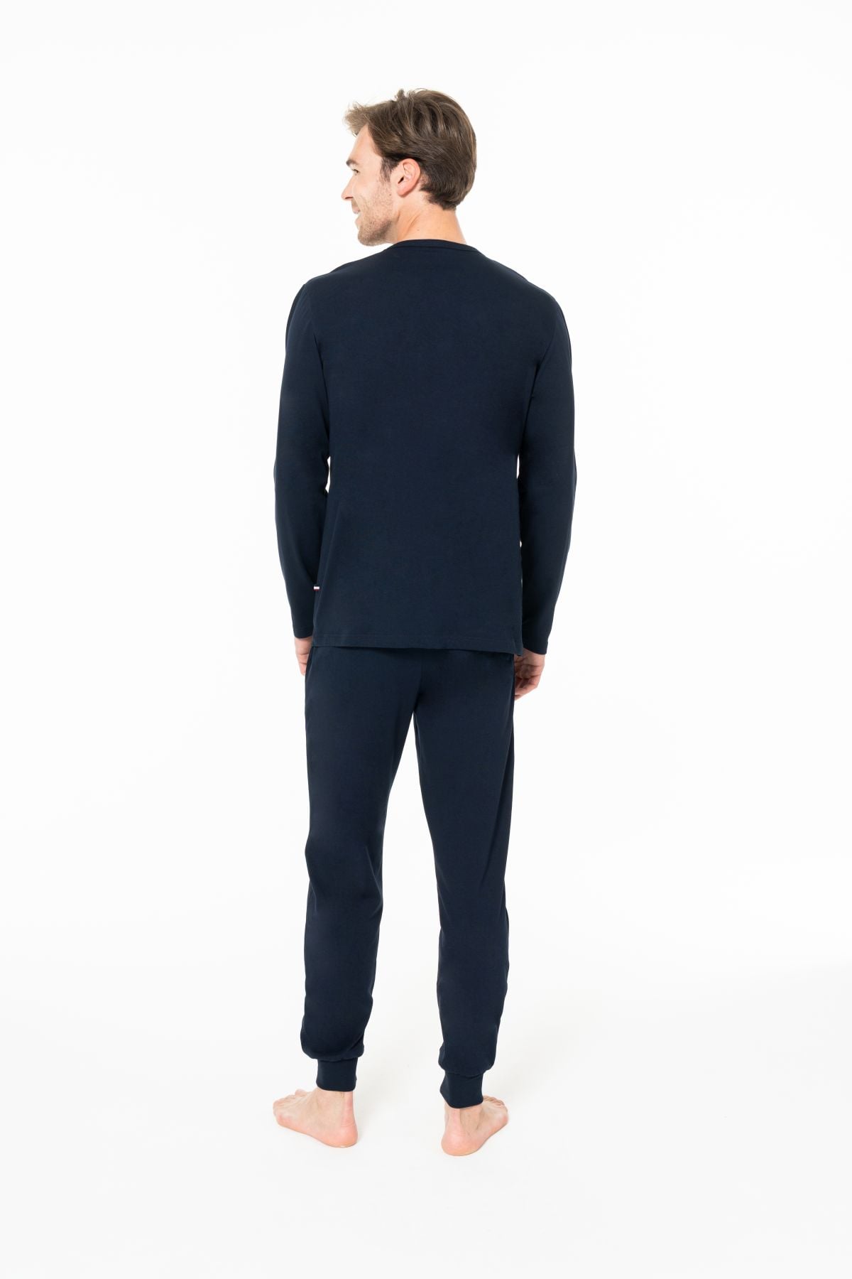 U.s Polo Assn. 18951 Erkek Uzun Kollu Bisiklet Yaka Paçası Bantlı Pijama Takımı-Lacivert