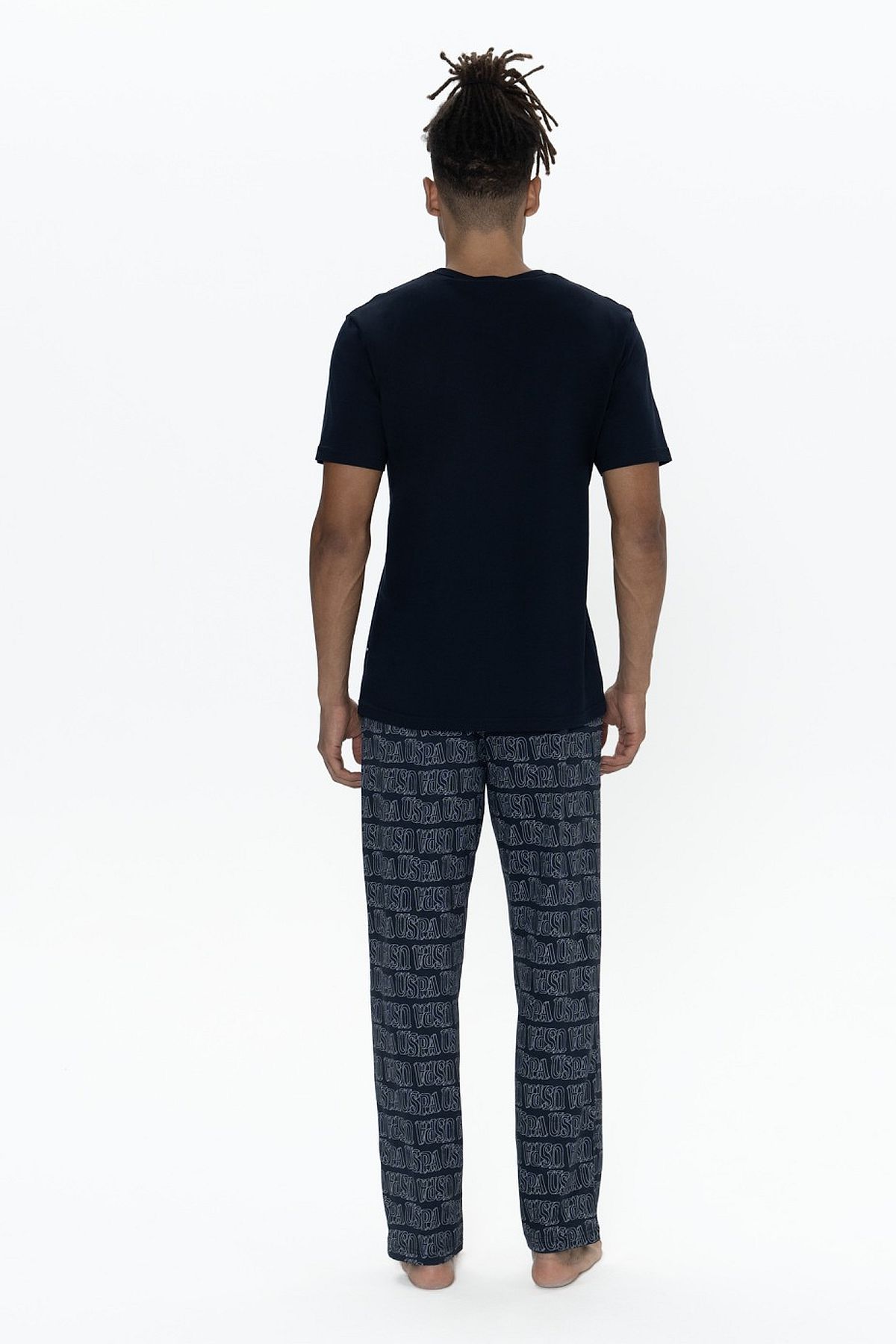 U.s Polo Assn. 18903 Erkek Kısa Kollu Bisiklet Yaka 3lü Pijama Takımı-Lacivert