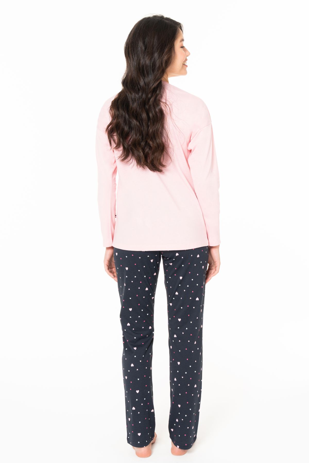 U.s Polo Assn. 20140 Kadın Uzun Kollu Bisiklet Yaka Pijama Takımı-Pembe