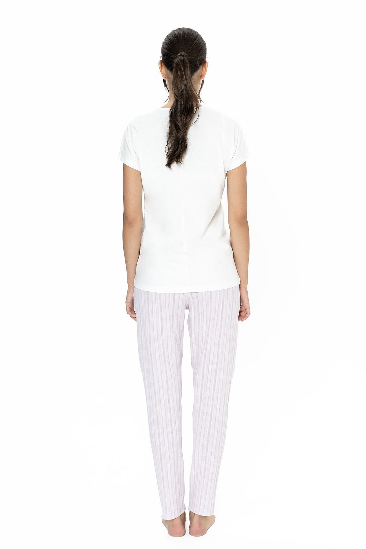 U.s Polo Assn. 20019 Kadın Kısa Kollu V Yaka Pijama Takımı-Ekru
