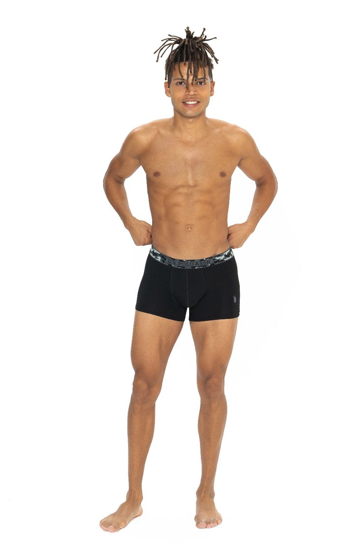 U.s Polo Assn. 80542 Erkek Pamuklu 3lü Boxer-Siyah&Antrasit&Baskılı