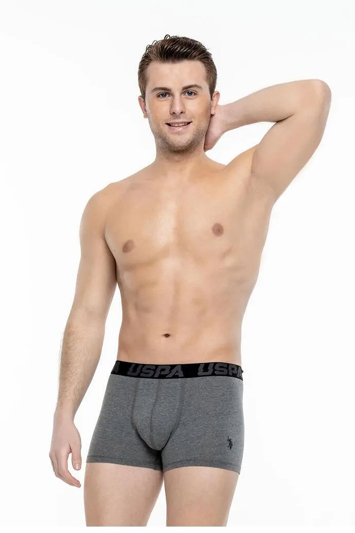 U.s Polo Assn. 80496 Erkek Pamuklu 3lü Boxer-Siyah&Antrasit&Baskılı
