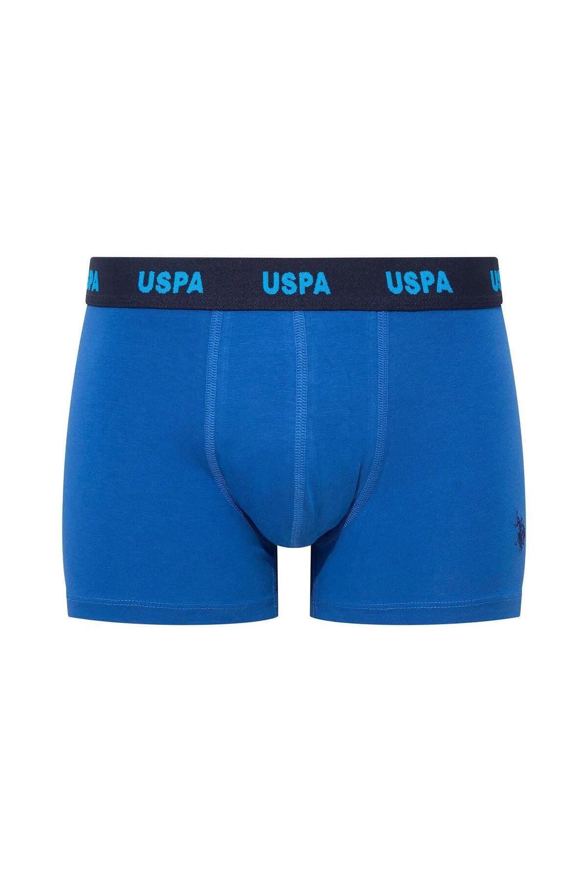 U.s Polo Assn. 80509 Erkek Pamuklu 3lü Boxer-Saks&Lacivert&Baskılı