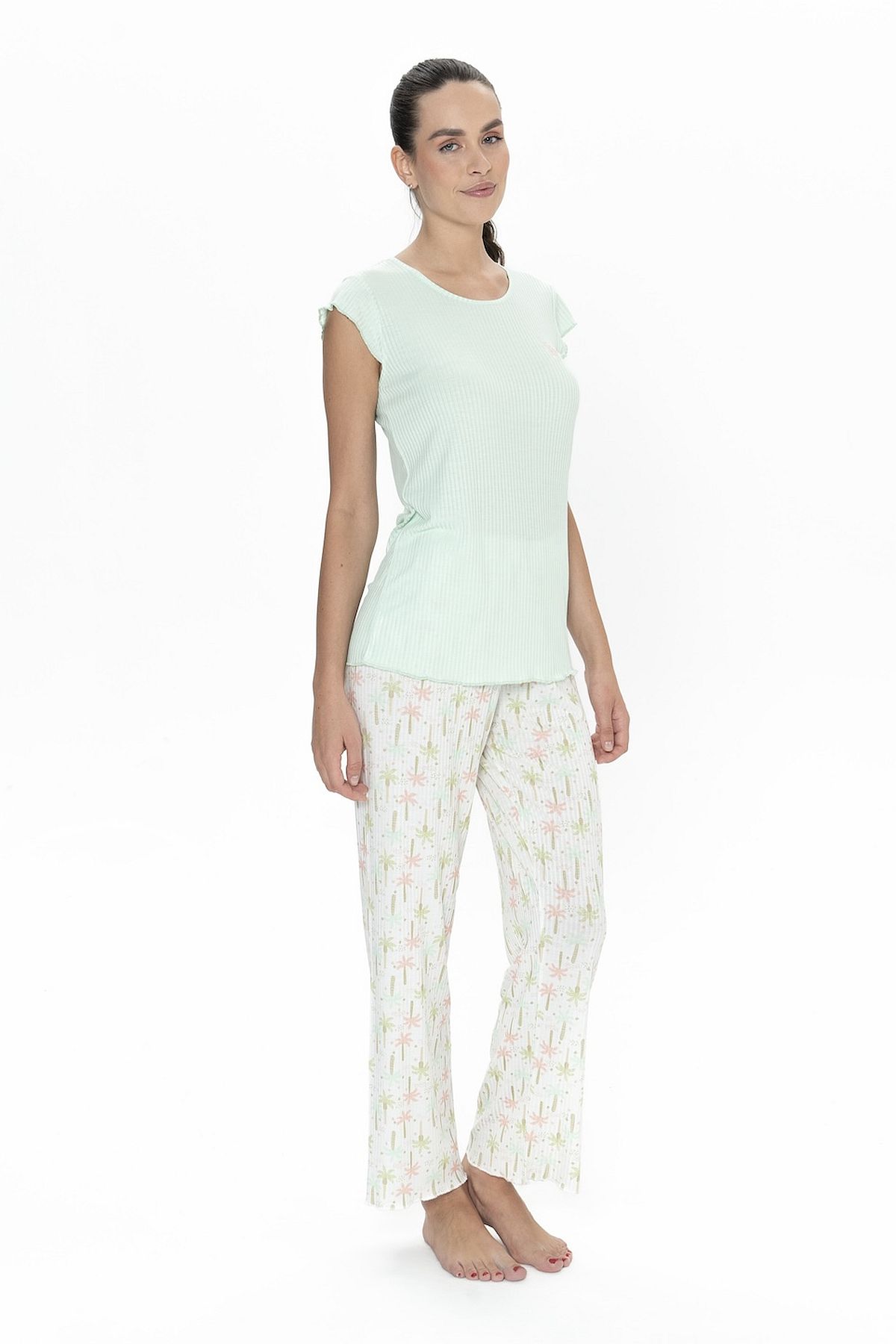 U.s Polo Assn. 20079 Kadın Kısa Kollu Bisiklet Yaka Pijama Takımı-Mint