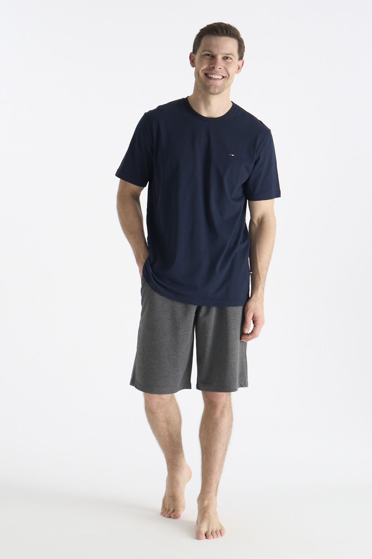 U.s Polo Assn. 19011 Erkek Kısa Kollu Şortlu Pijama Takımı-Lacivert