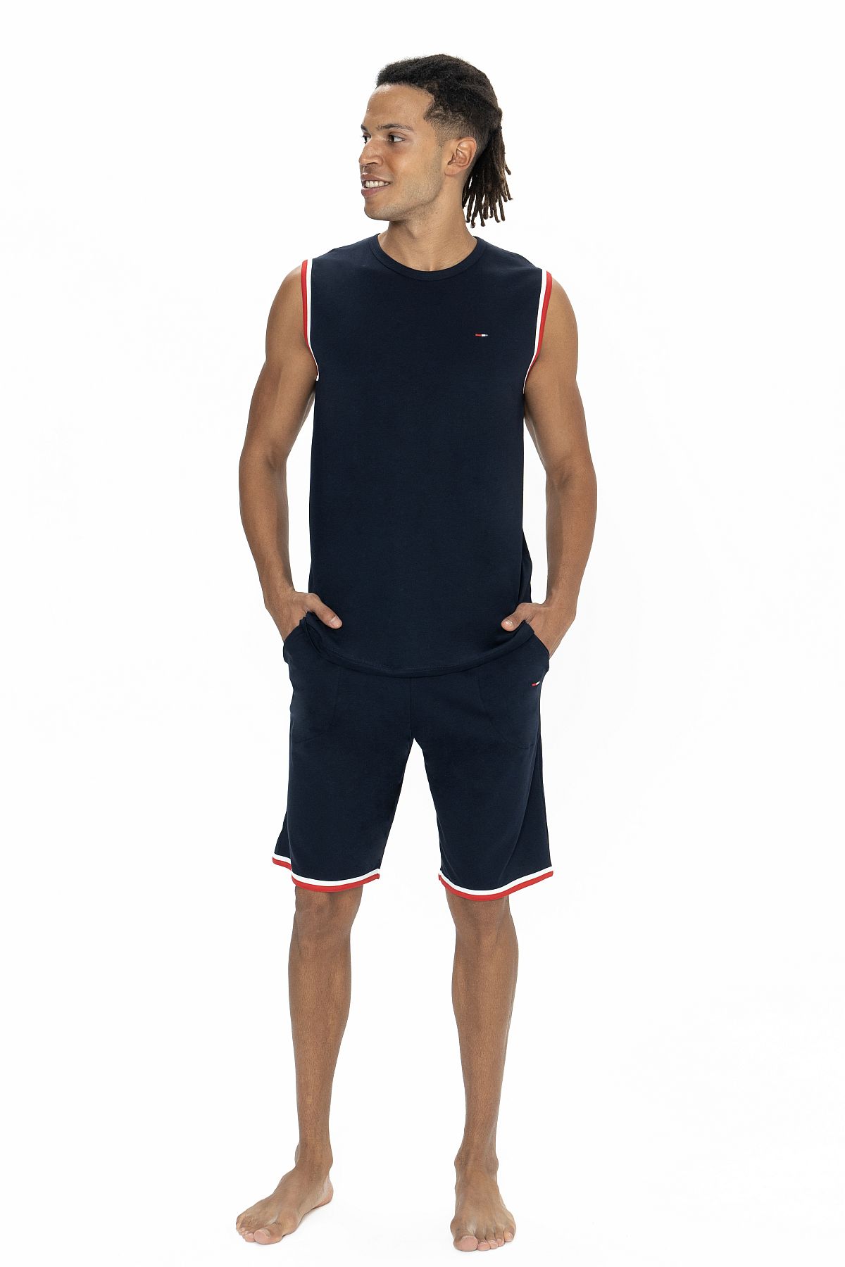 U.s Polo Assn. 18872 Erkek Kolsuz Bisiklet Yaka Şortlu Pijama Takımı-Lacivert