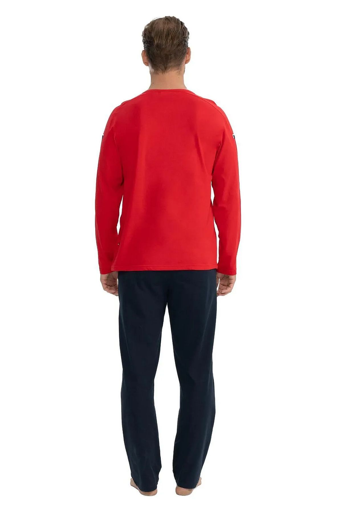 U.s Polo Assn. 18836 Erkek Uzun Kollu Yuvarlak Yaka Pijama Takımı-Kırmızı