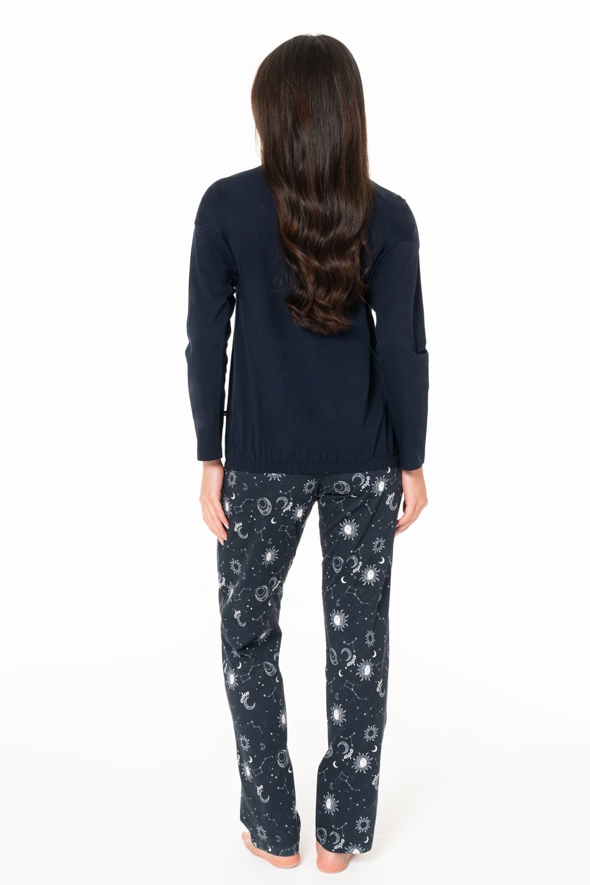 U.s Polo Assn. 20155 Kadın Uzun Kollu Bisiklet Yaka Pijama Takımı-Lacivert