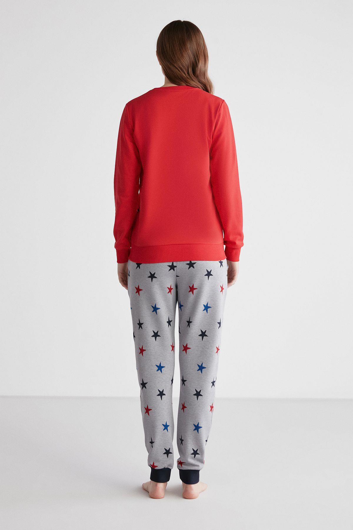 U.s Polo Assn. 16958 Kadın Kırmızı Patlı Uzun Kollu Pijama Takımı -Kırmızı