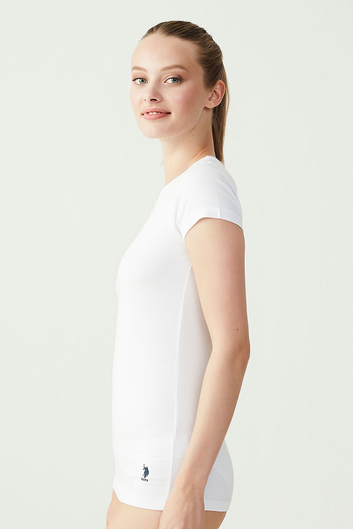 U.s Polo Assn. 66002 Kadın Modal Kısa Kollu Yuvarlak Yaka T-Shirt-Beyaz