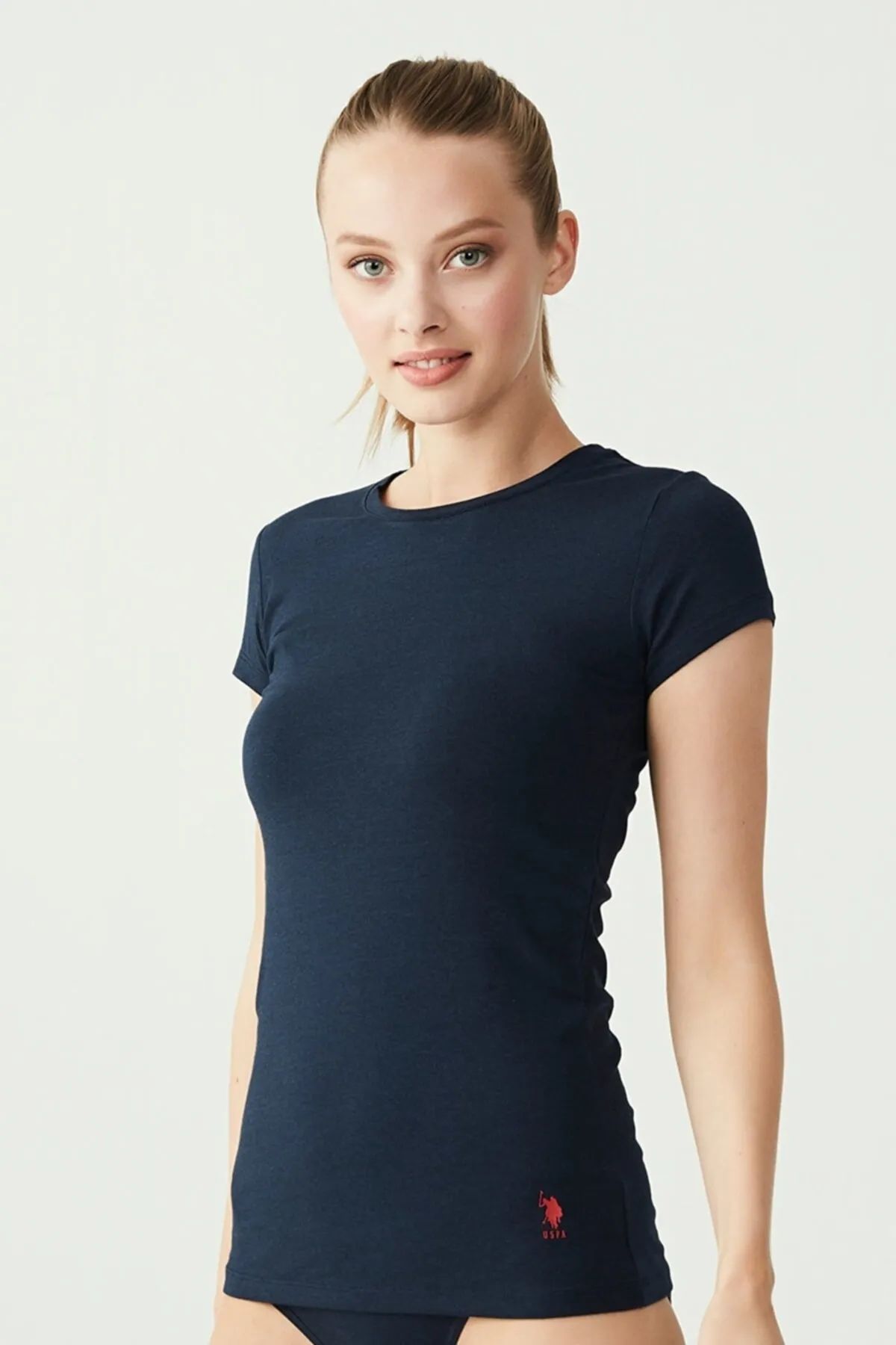 U.s Polo Assn. 66002 Kadın Modal Kısa Kollu Yuvarlak Yaka T-Shirt-Lacivert