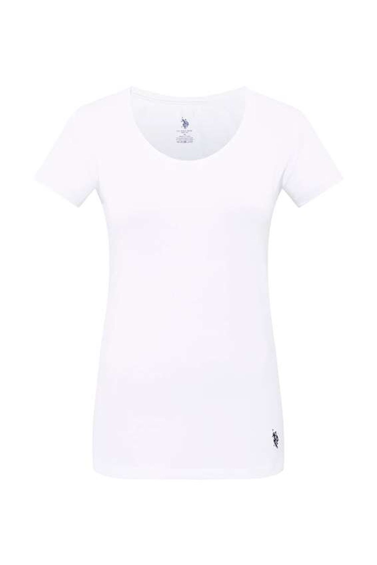 U.s Polo Assn. 66003 Kadın Derin Yuvarlak Yaka T-Shırt-Beyaz