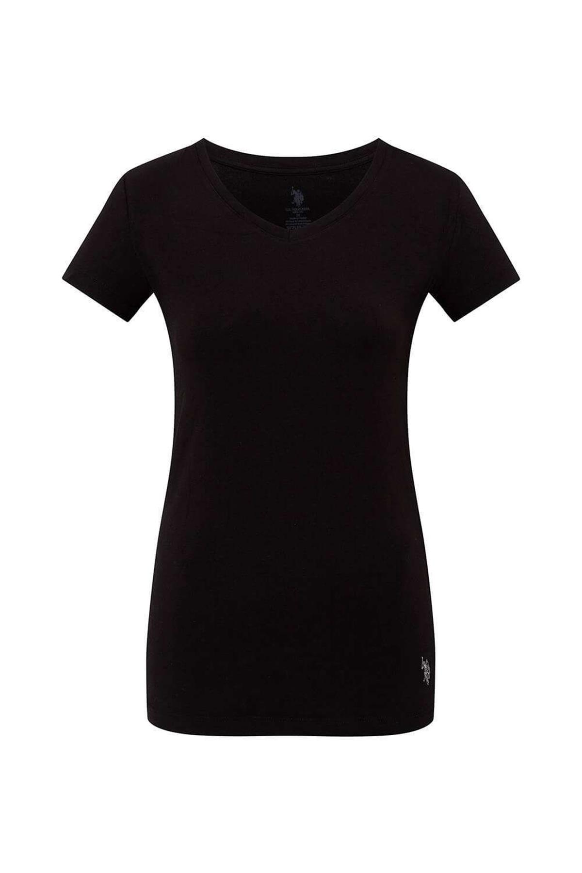 U.s Polo Assn. 66004 Kadın Modal Kısa Kollu V Yaka T-Shirt-Siyah