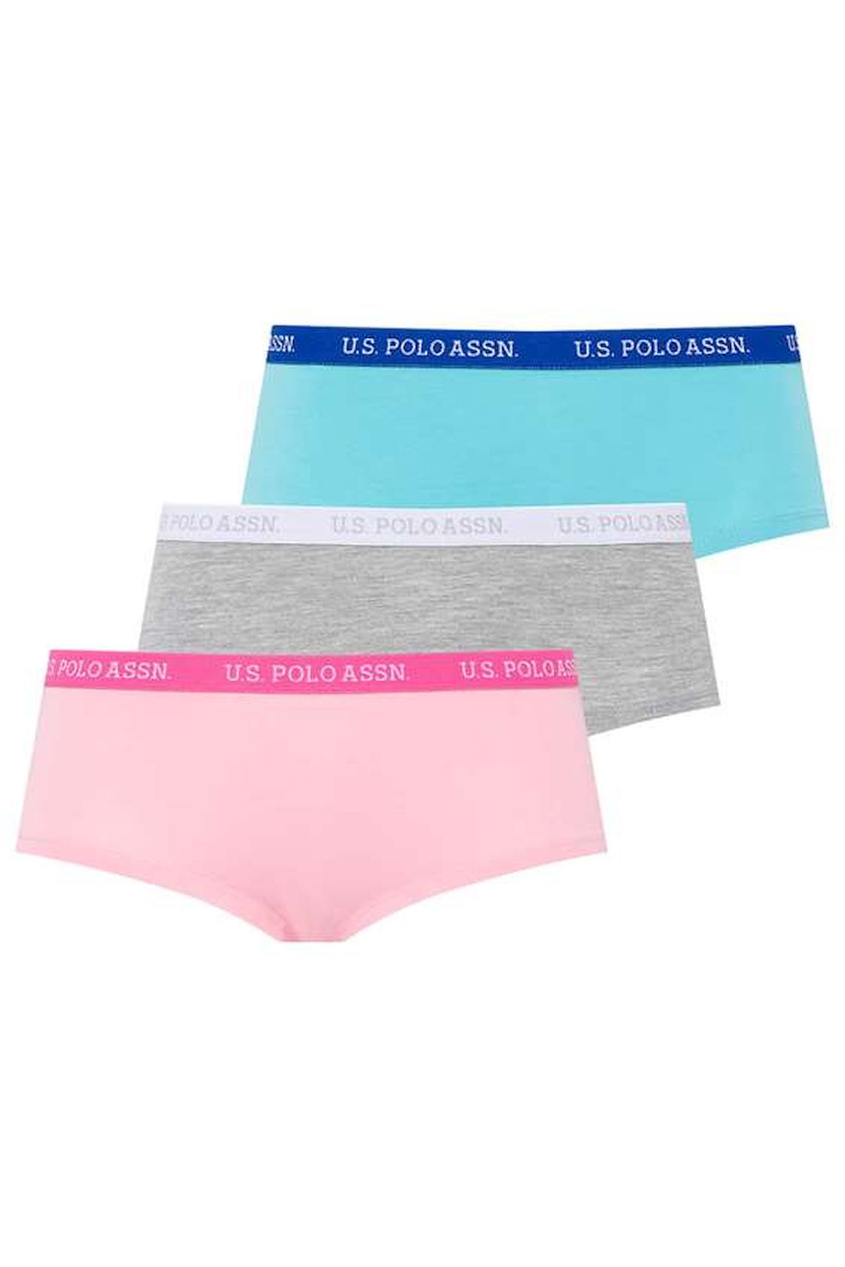 U.s Polo Assn. 66115 Kadın 3 Lü Şort Külot-Pembe&Gri&Mint