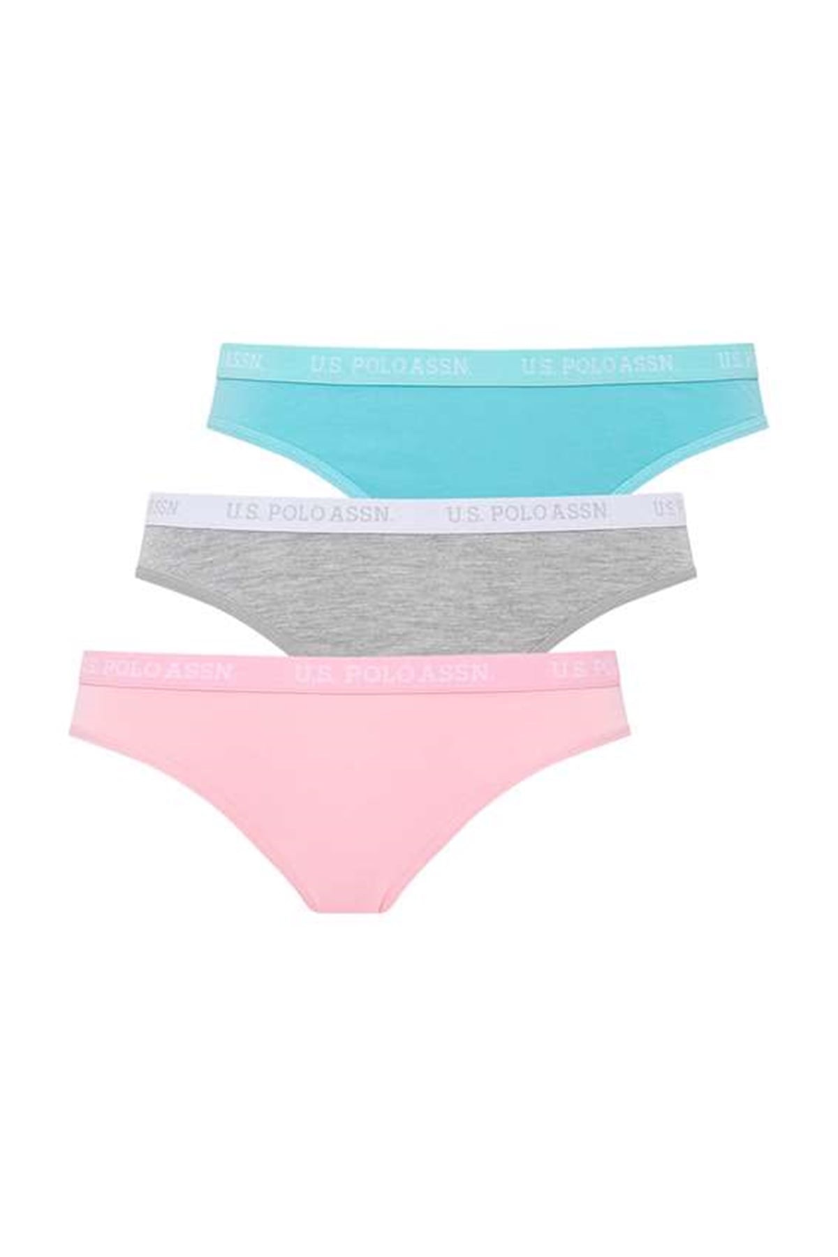 U.s Polo Assn. 66119 Kadın 3 Lü slip-Mint&Beyaz&Gri