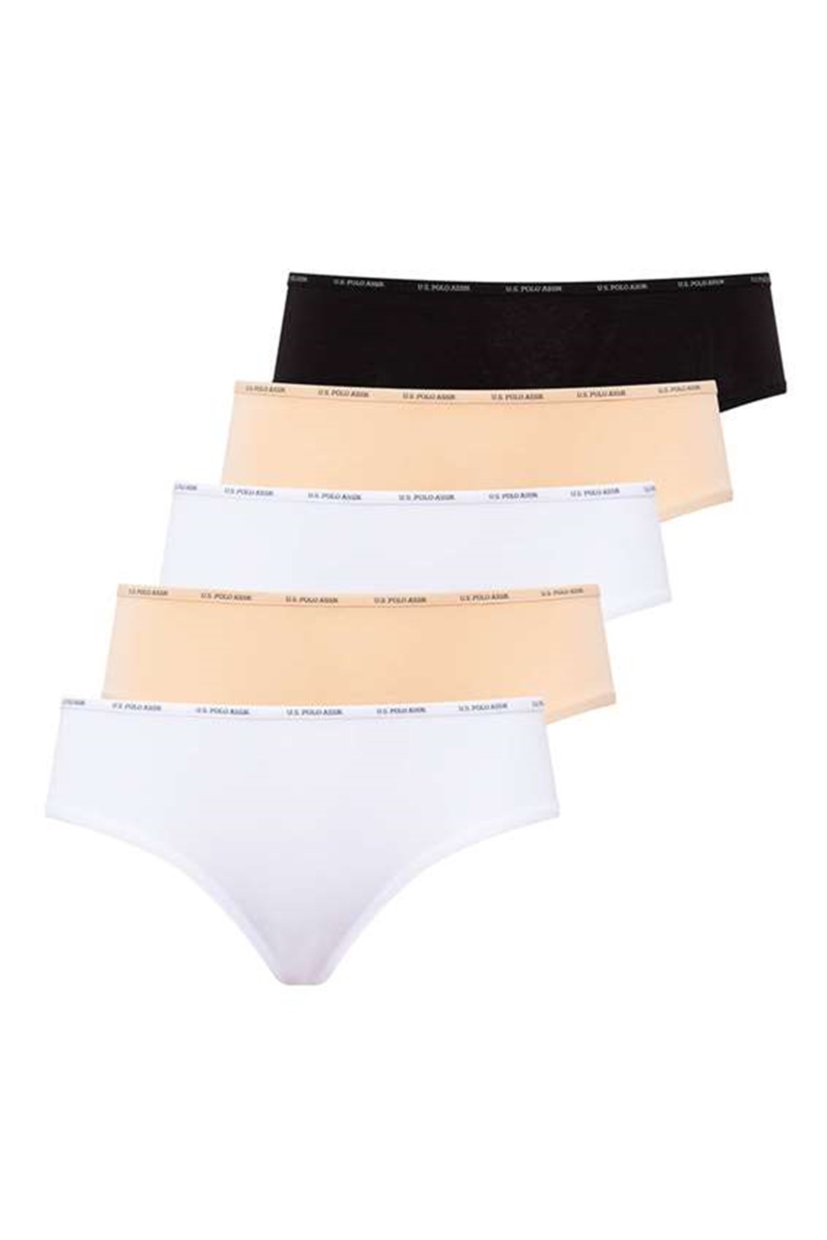 U.s Polo Assn. 67002 Kadın 5 Li Yüksek Bel Slip-Siyah&Ten&Beyaz&Ten&Beyaz