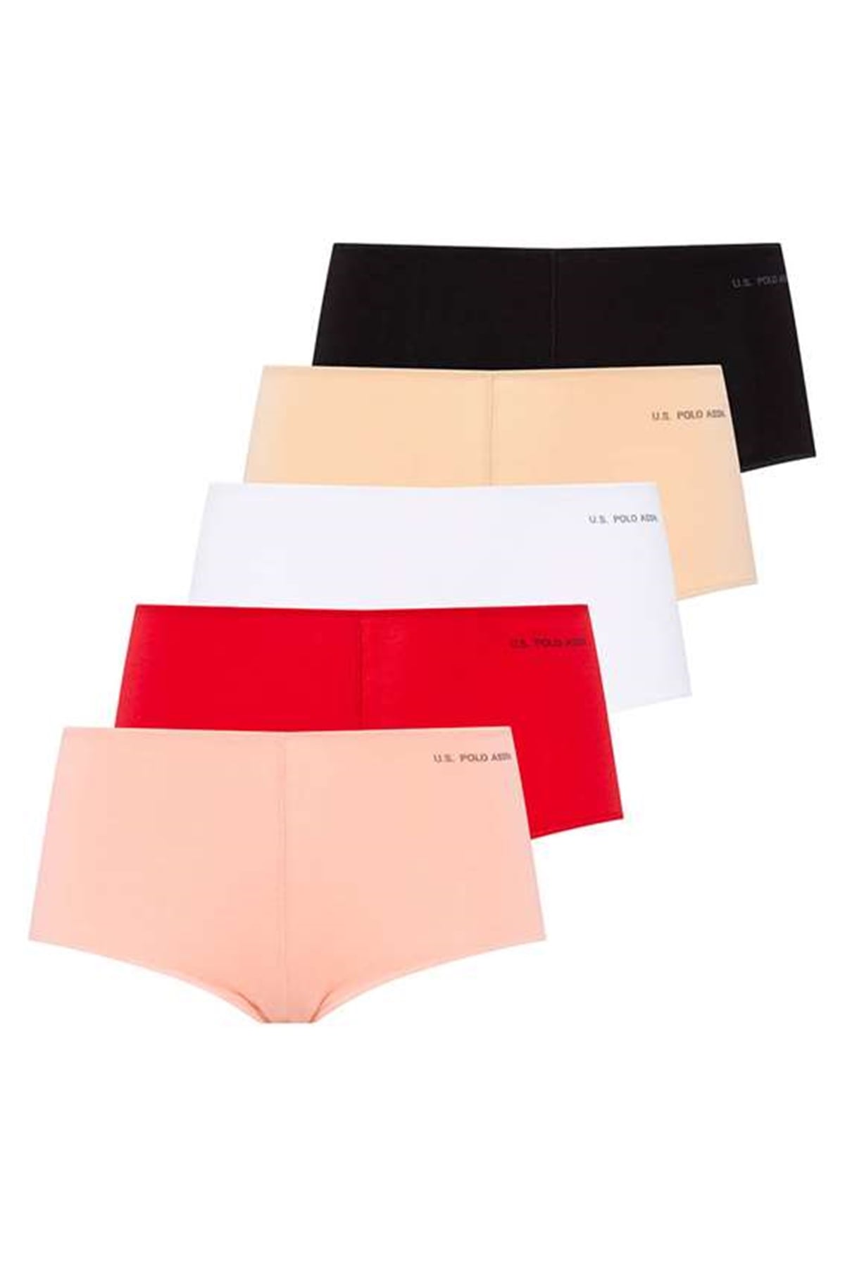 U.s Polo Assn. 67004 Kadın 5 Li Kıl Lastiklı Şort -Siyah&Ten&Beyaz&Somon&Kırmızı