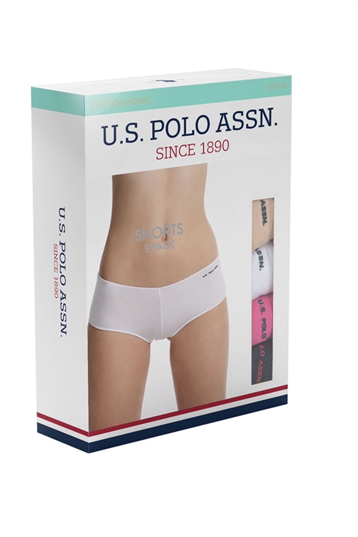 U.s Polo Assn. 67004 Kadın 5 Li Kıl Lastiklı Şort -Siyah&Ten&Bey&Fuşya&Lacivert
