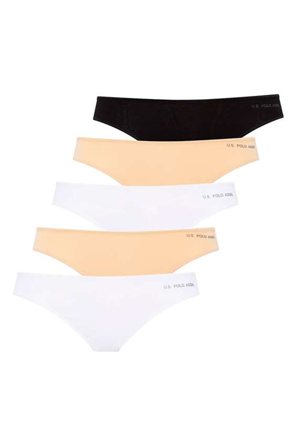 U.s Polo Assn. 67005 Kadın 5 Li Kıl Lastiklı Strıng-Siyah&Ten&Beyaz&Ten&Beyaz