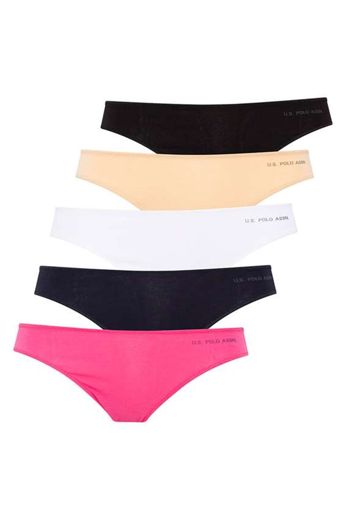 U.s Polo Assn. 67006 Kadın 5 Li Kıl Lastiklı slip-Siyah&Ten&Beyaz&Fuşya&Lacivert