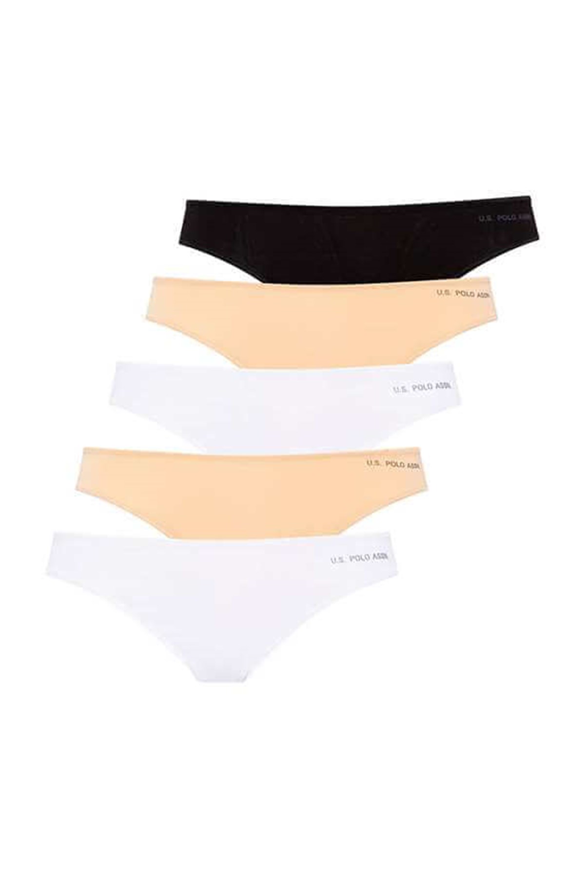 U.s Polo Assn. 67006 Kadın 5 Li Kıl Lastiklı slip-Siyah&Ten&Beyaz&Ten&Beyaz