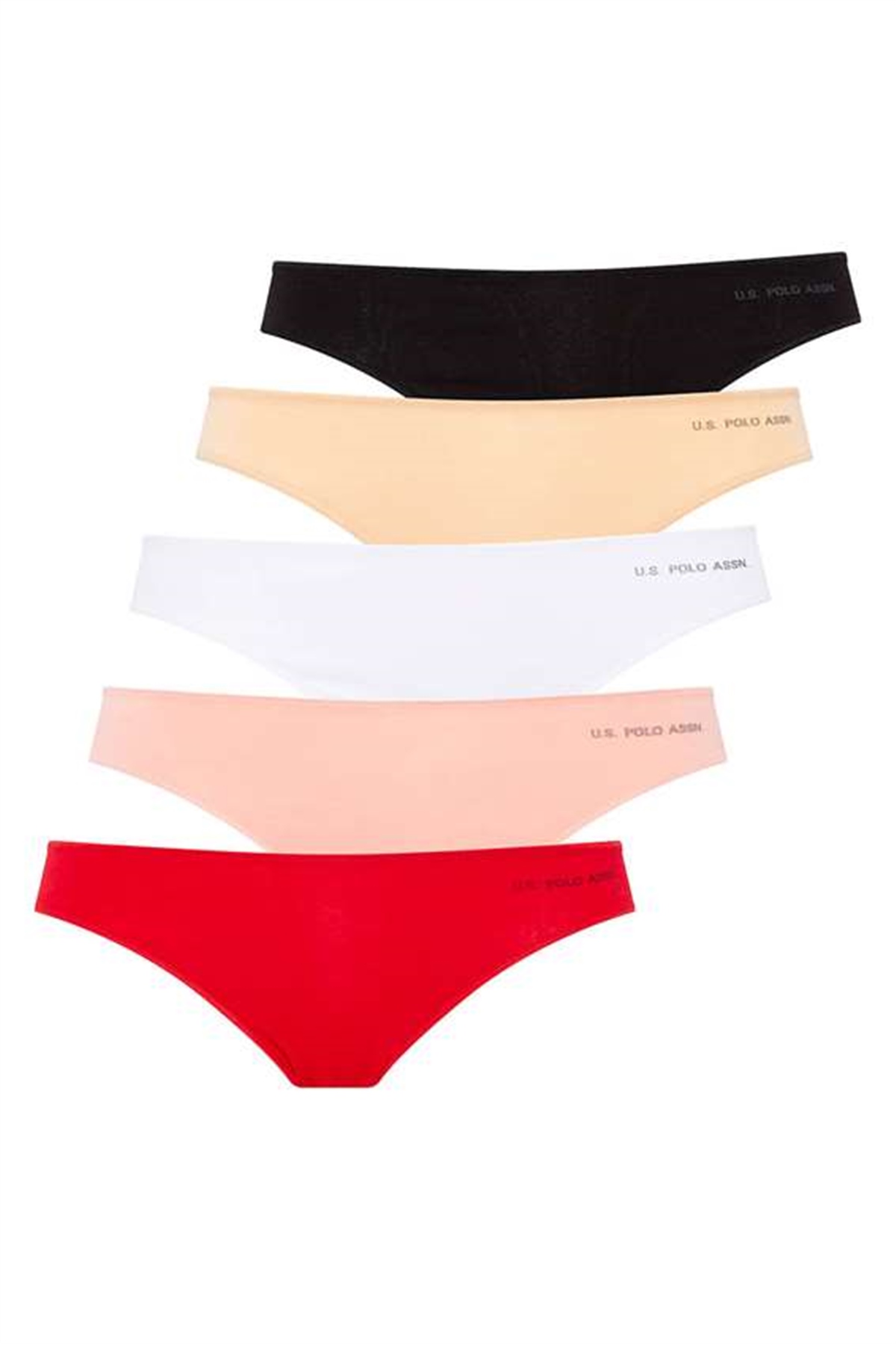U.s Polo Assn. 67006 Kadın 5 Li Kıl Lastiklı slip-Siyah&Ten&Beyaz&Somon&Kırmızı