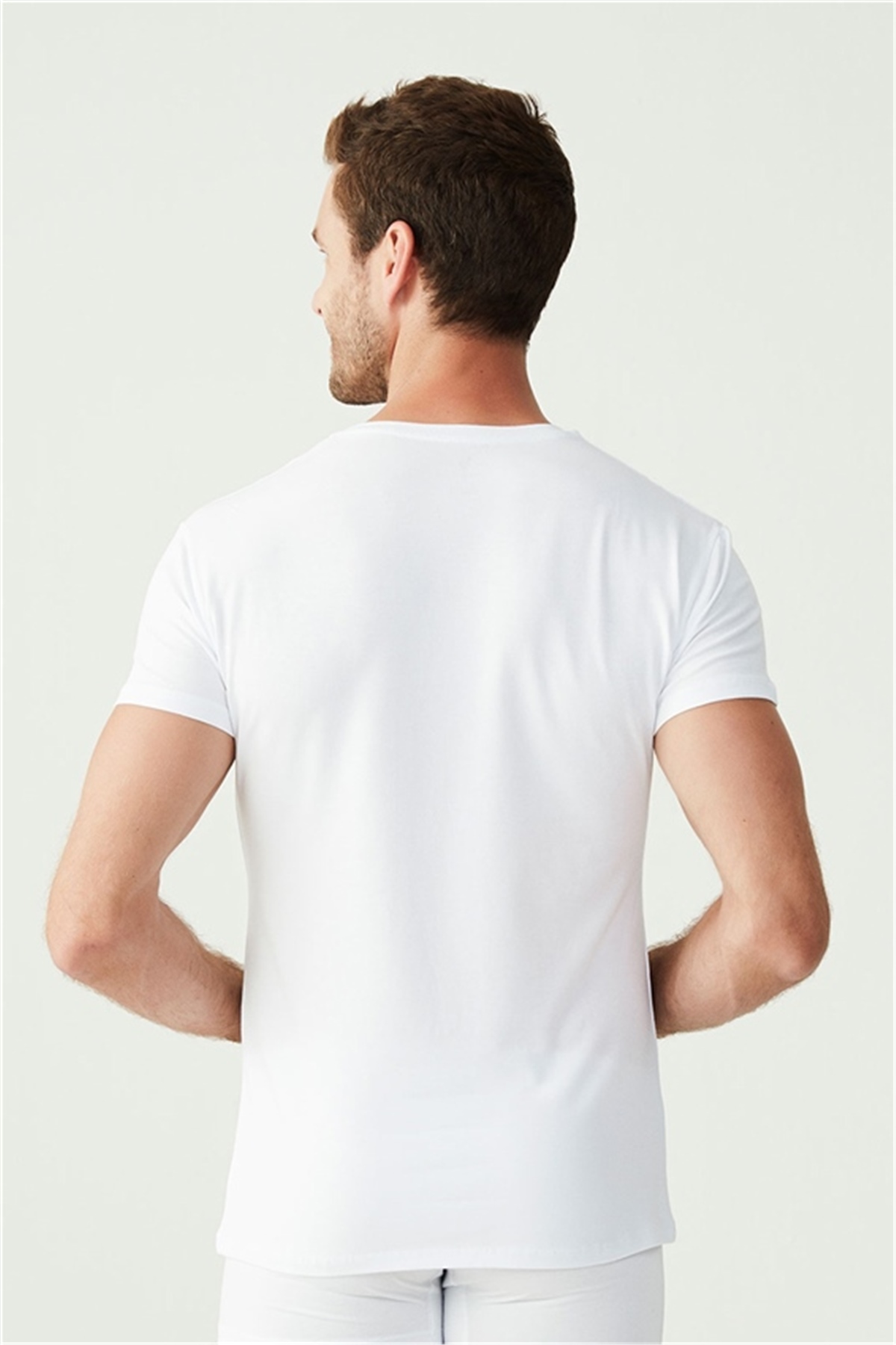 U.s Polo Assn. 80194 Erkek 2 Li Kısa Kol  V Yaka Atlet-Beyaz