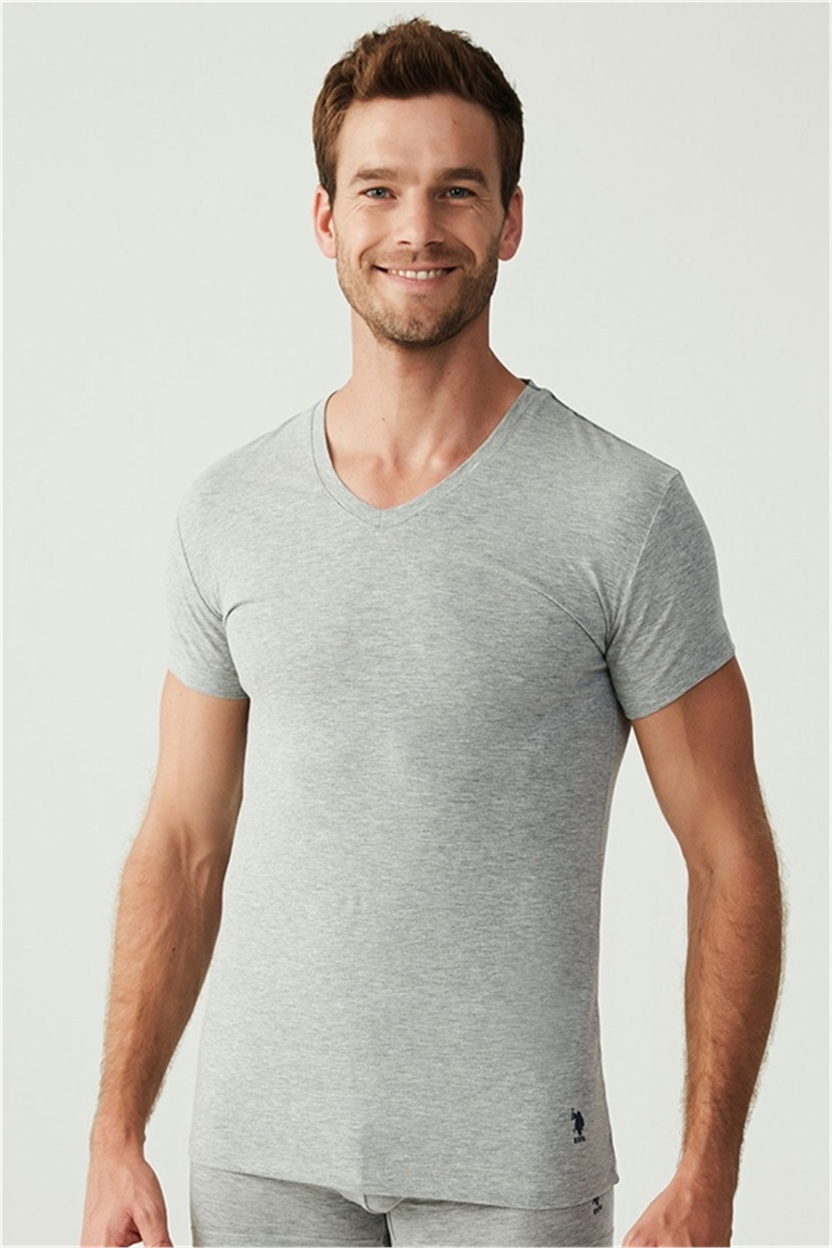 U.s Polo Assn. 80194 Erkek 2 Li Kısa Kol  V Yaka Atlet-Grimelanj