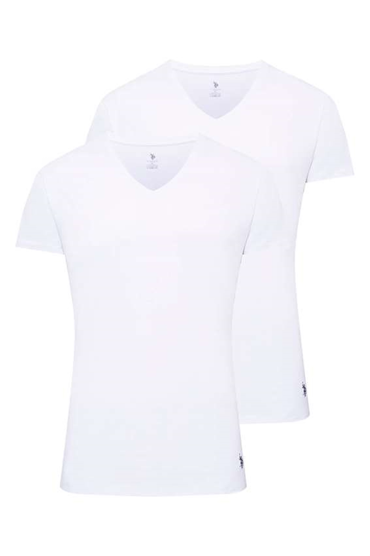 U.s Polo Assn. 80194 Erkek 2 Li Kısa Kol  V Yaka Atlet-Beyaz