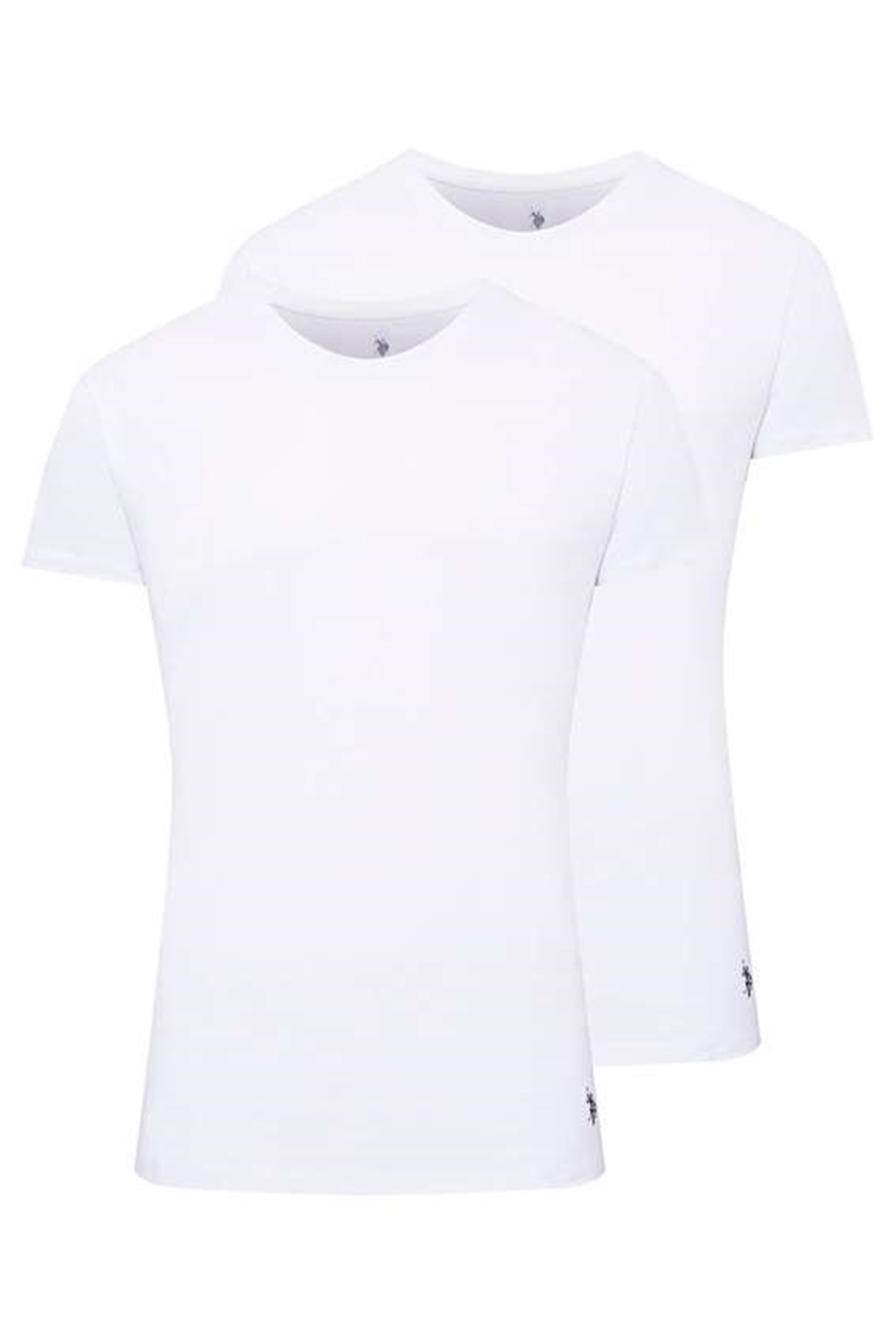 U.s Polo Assn. 80196 Erkek 2 Li Yuvarlak Yaka Kısa Kol Atlet-Beyaz