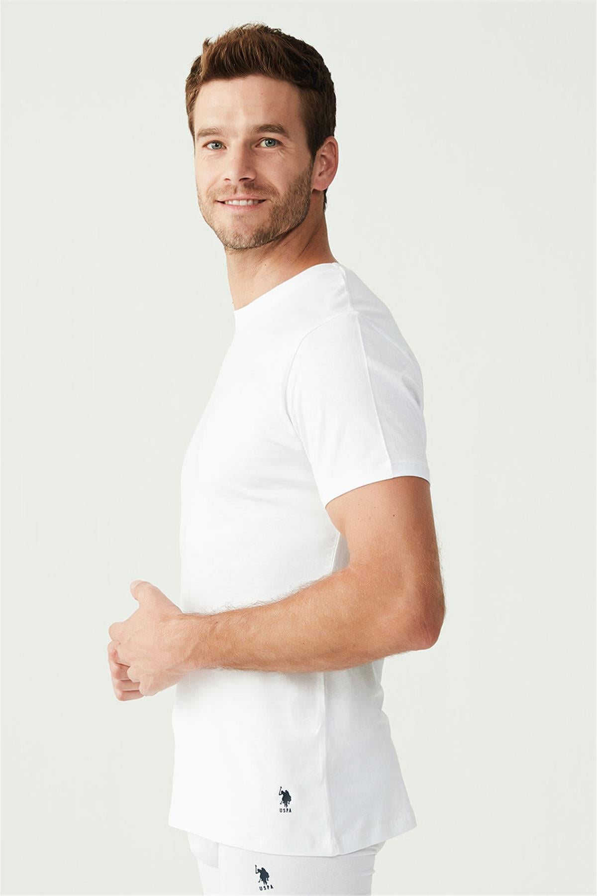 U.s Polo Assn. 80197 Erkek 2li Yuvarlak Yaka Yarım Kol Atlet-Beyaz