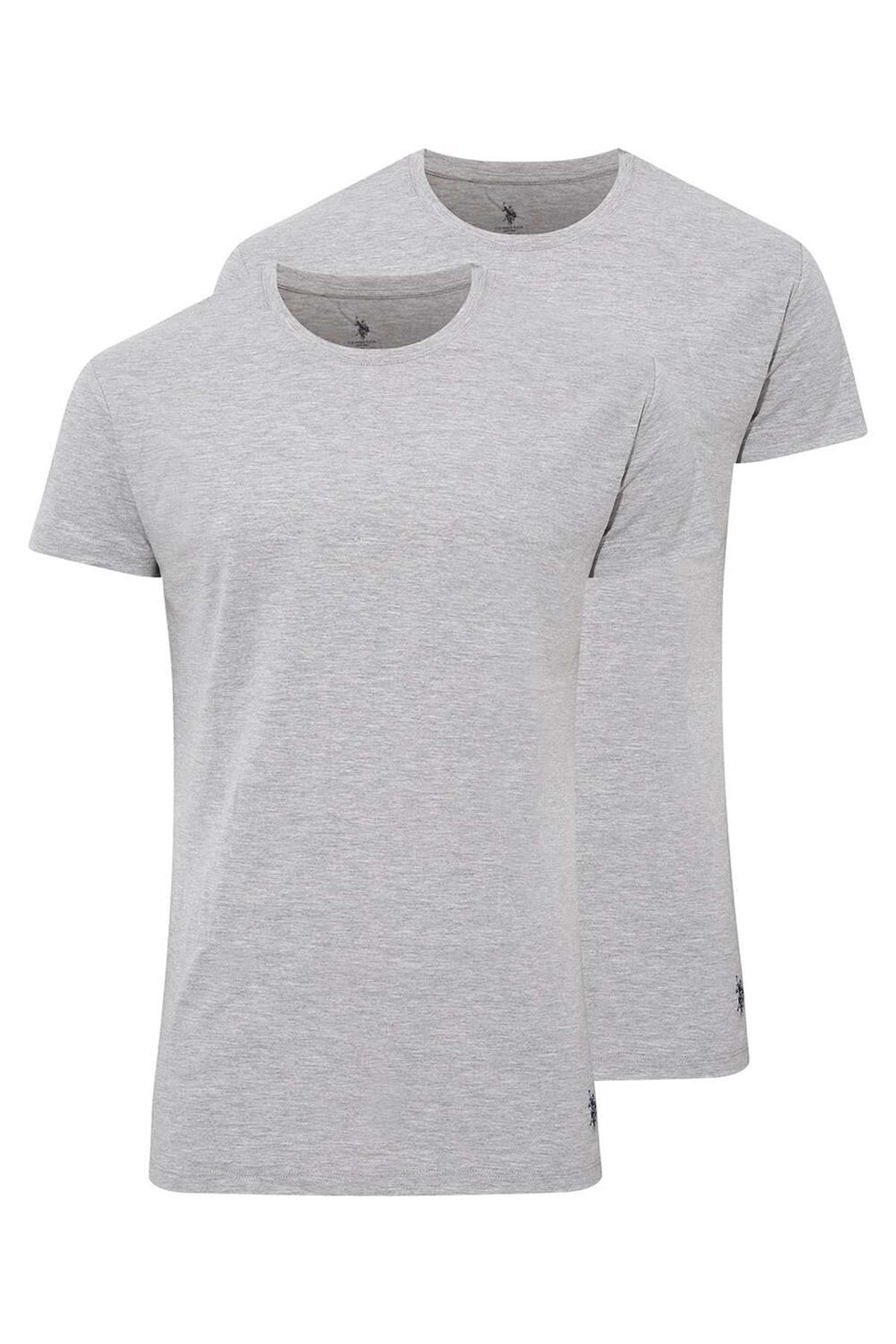 U.s Polo Assn. 80197 Erkek 2li Yuvarlak Yaka Yarım Kol Atlet-Gri