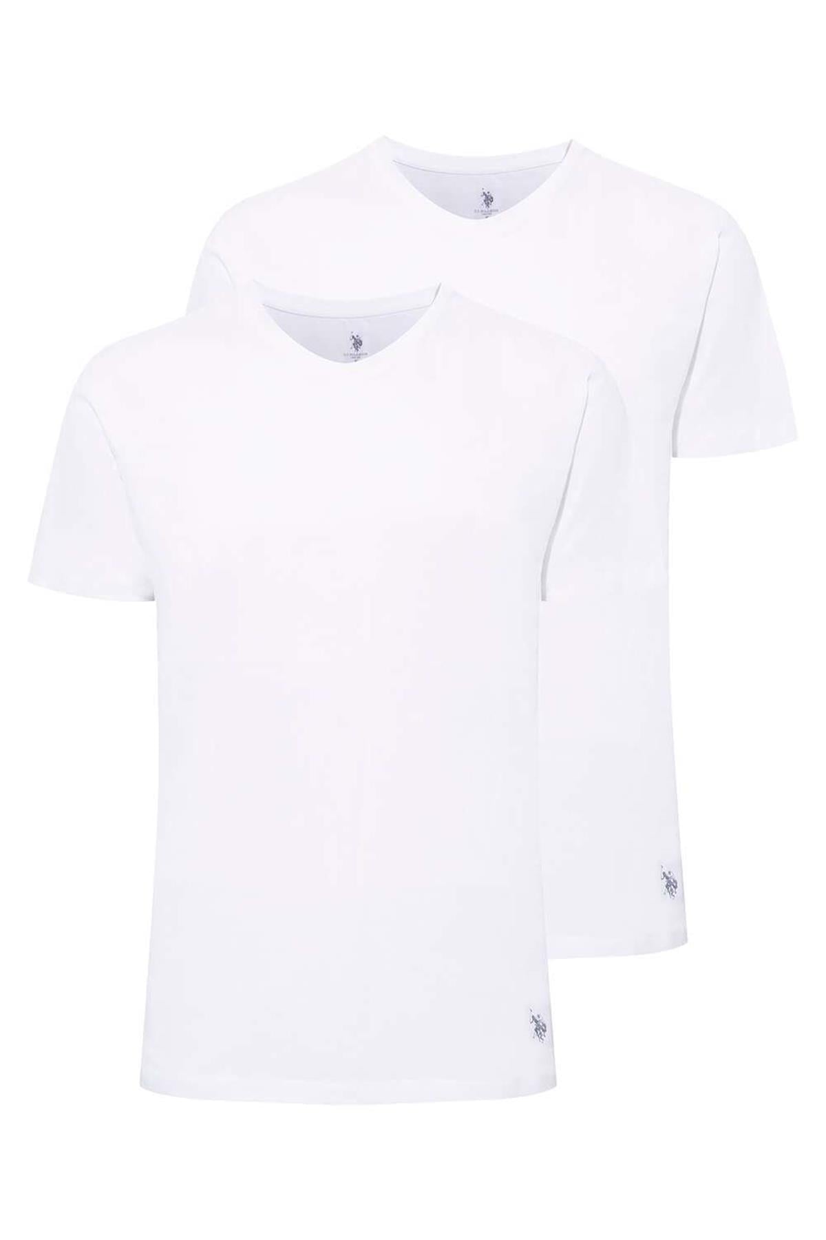 U.s Polo Assn. 80197 Erkek 2li Yuvarlak Yaka Yarım Kol Atlet-Beyaz