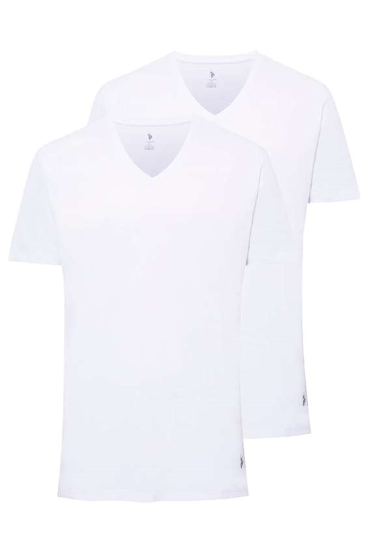 U.s Polo Assn. 80199 Erkek 2 Li Kısa Kol V Yaka  Atlet -Beyaz