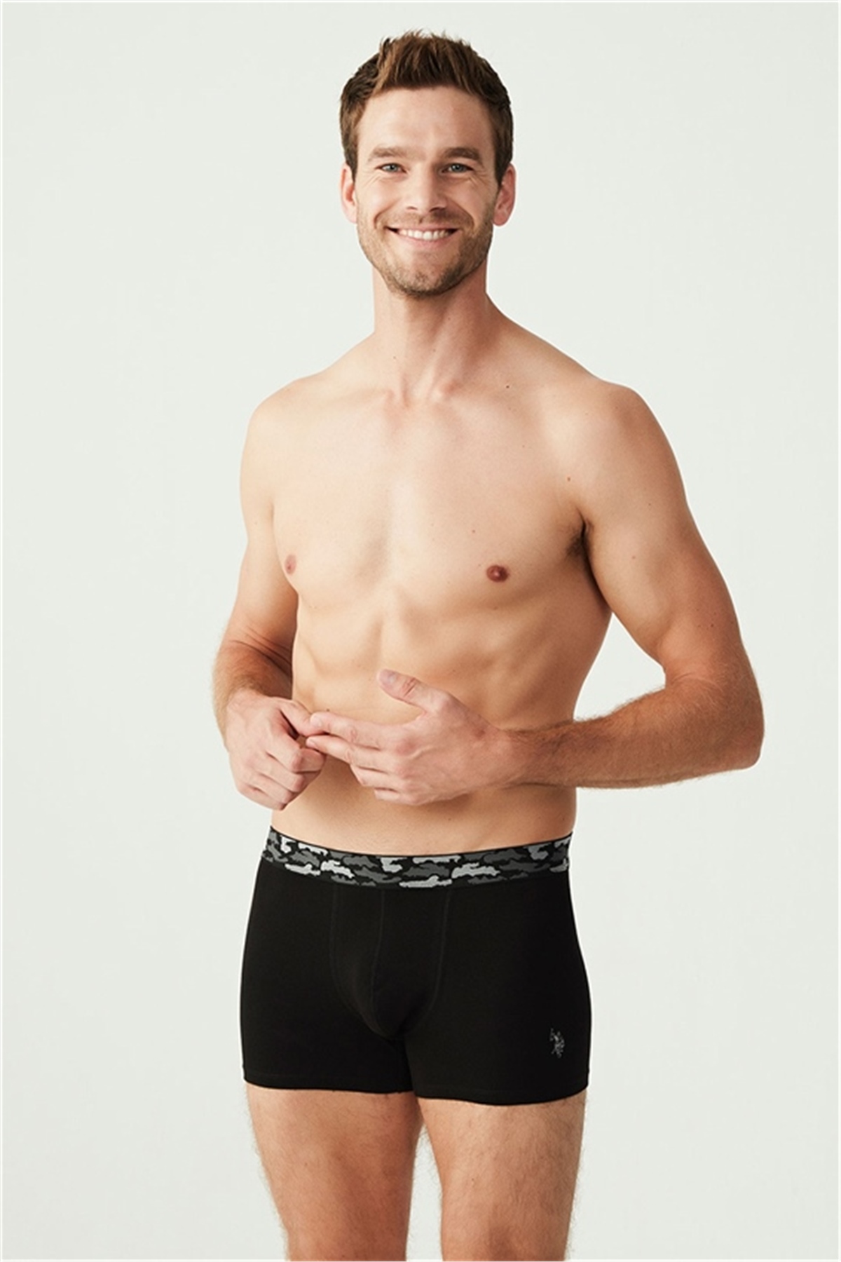U.s Polo Assn. 80300 Erkek 3 Lü Boxer-Siyah&Antrasitmelanj&Kamuflaj