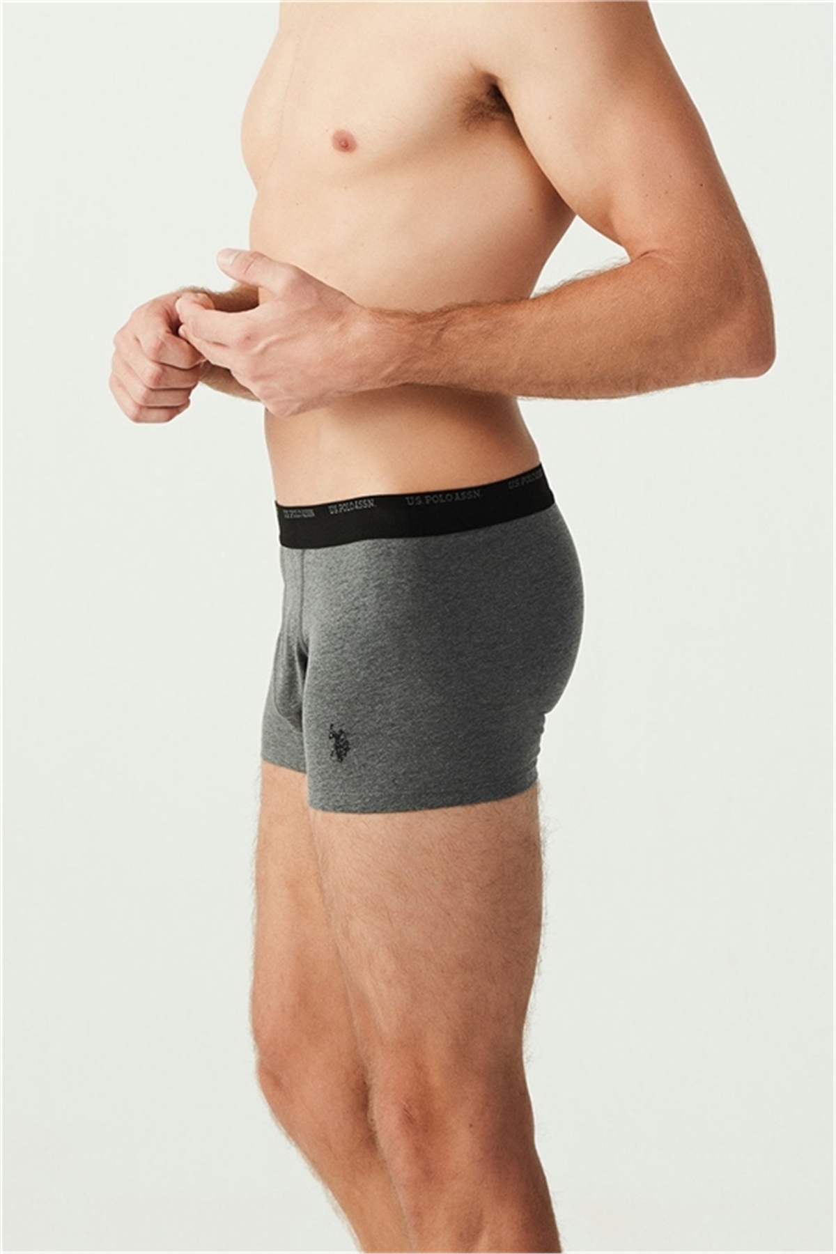 U.s Polo Assn. 80338 Erkek 3 Lü Boxer-Antrasitmelanj&Siyah&Grimelanj