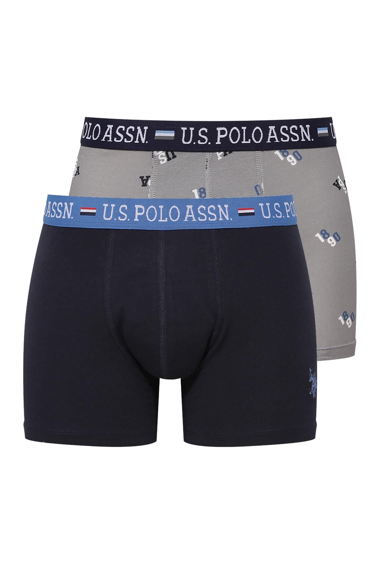 U.s Polo Assn. 80487 Erkek Modal 2li Boxer-Lacivert&Gri