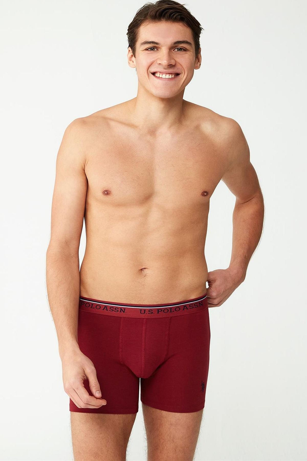 U.s Polo Assn. 80488 Erkek Modal 2li Boxer-Bordo&Siyah