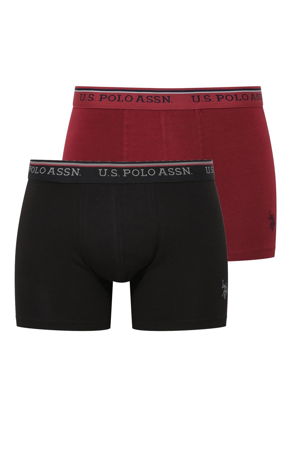 U.s Polo Assn. 80488 Erkek Modal 2li Boxer-Bordo&Siyah