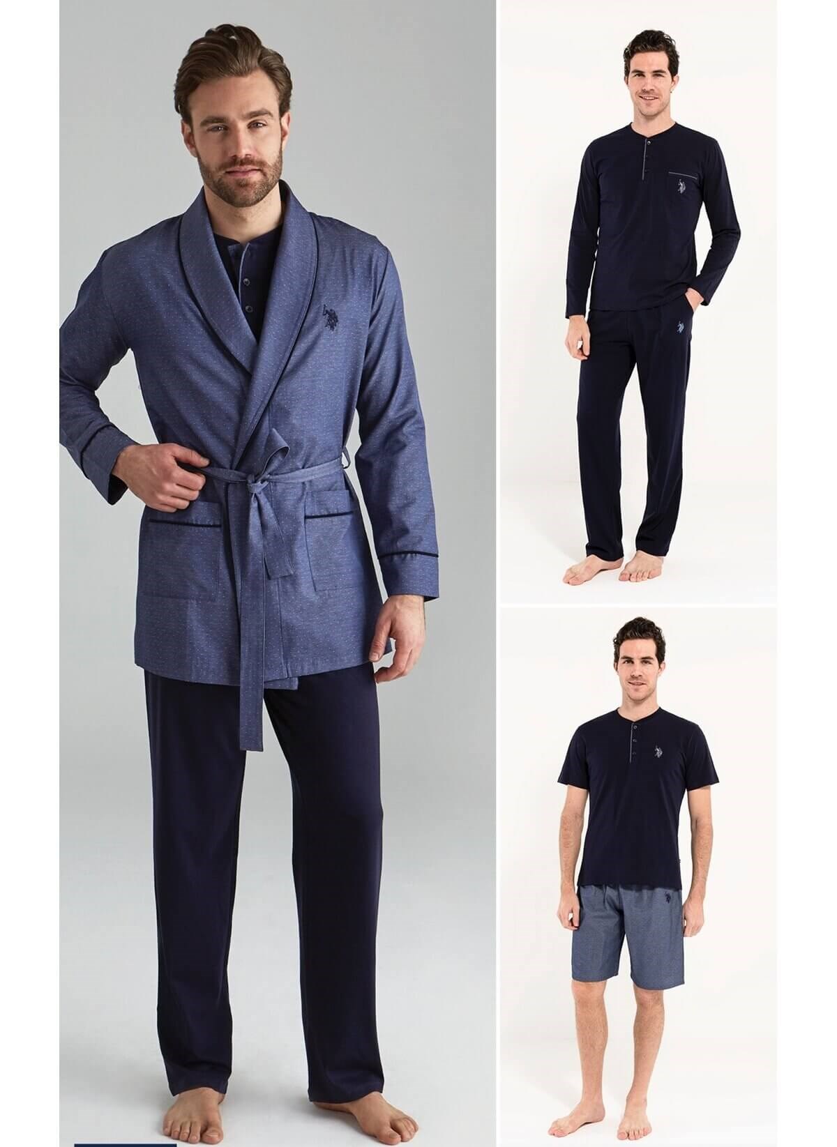 U.S. Polo Assn. 12000 Erkek 5li Çeyizlik Ropdöşambır Set-Lacivert
